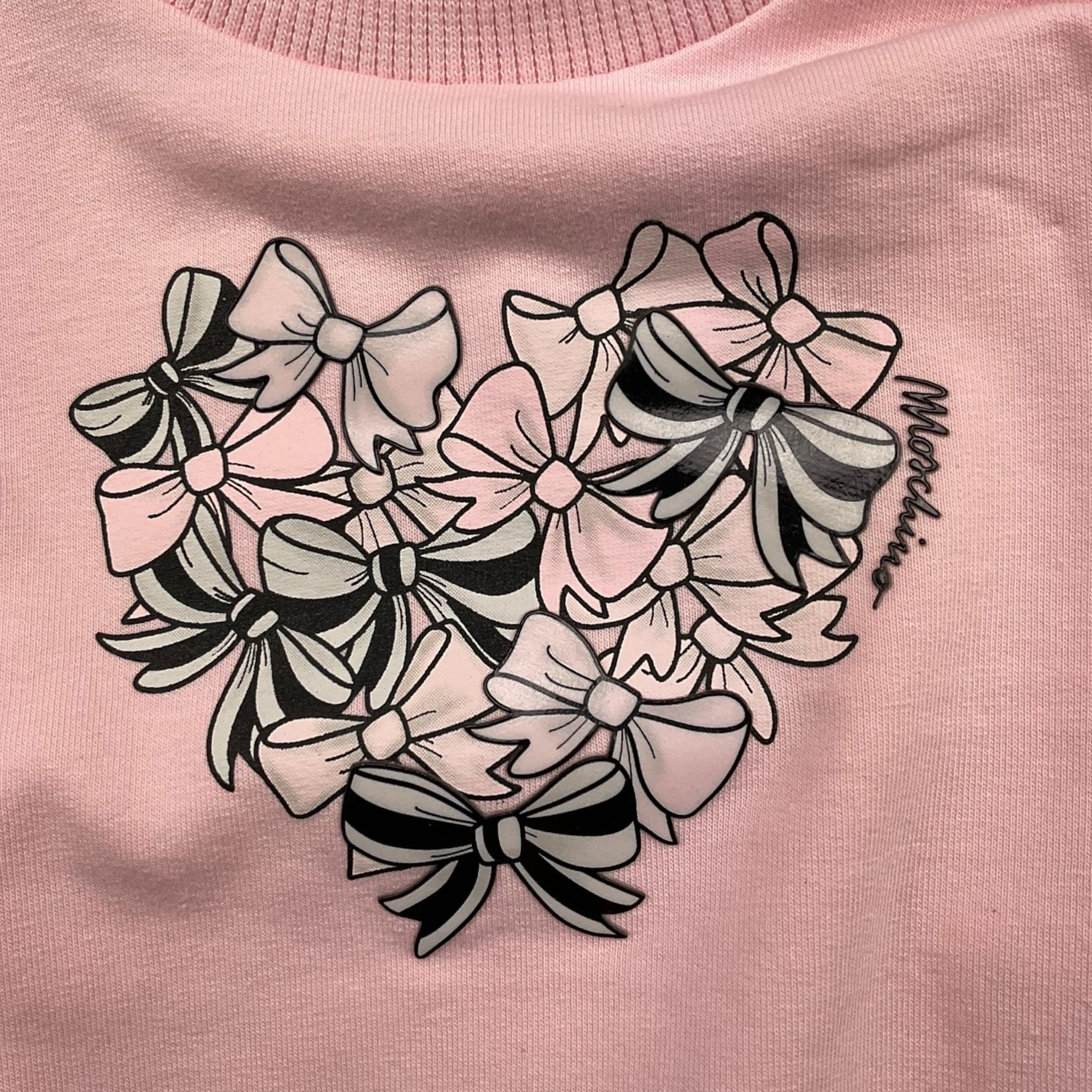 MOSCHINO felpa girocollo tinta unita con stampa Rosa per Neonata MDF031 ROSA MOSCHINO
