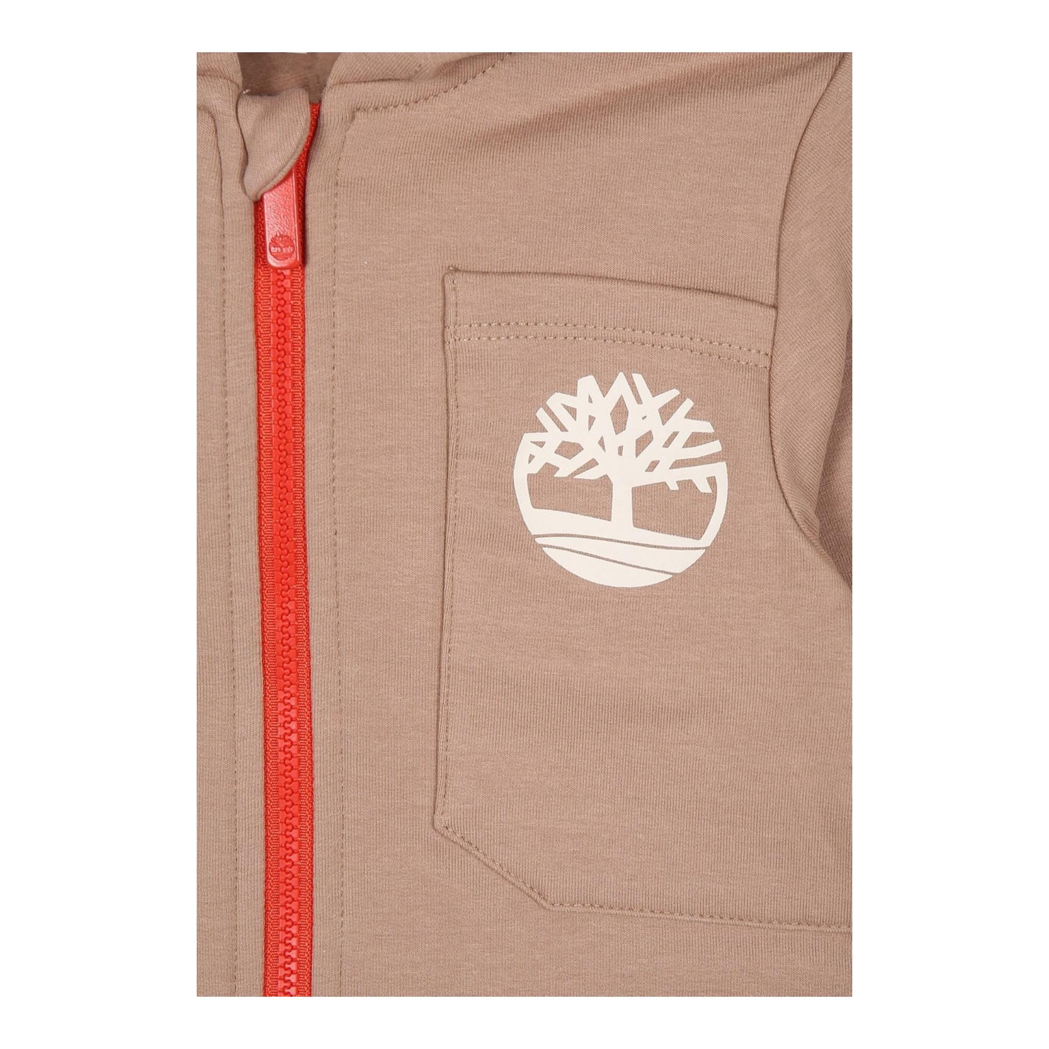 TIMBERLAND felpa con zip e cappuccio tinta unita Beige per Neonato T60232 BEIGE TIMBERLAND