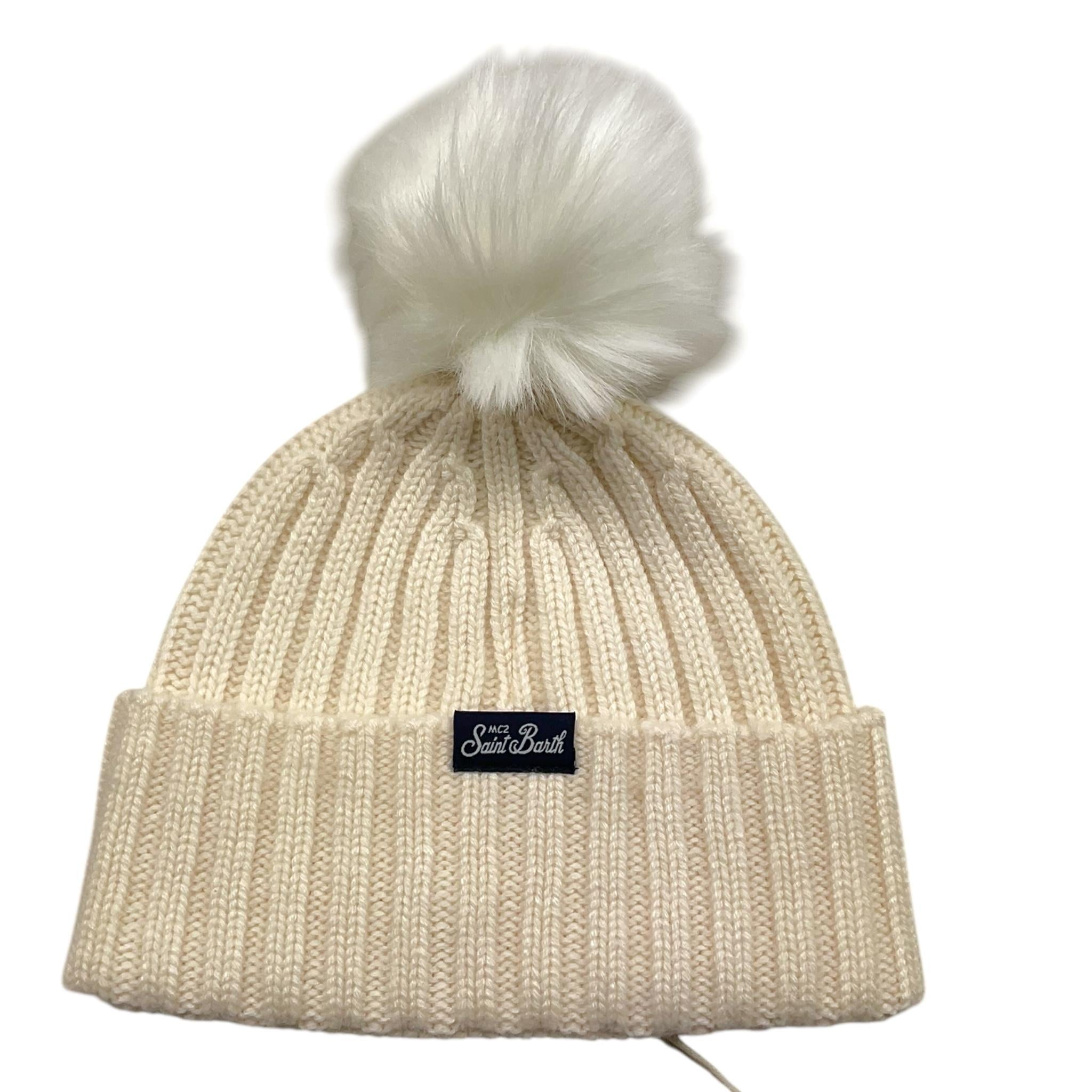 SAINT BARTH cappello tinta unita con pon pon Panna per Bambina WENG00 PANNA SAINT BARTH