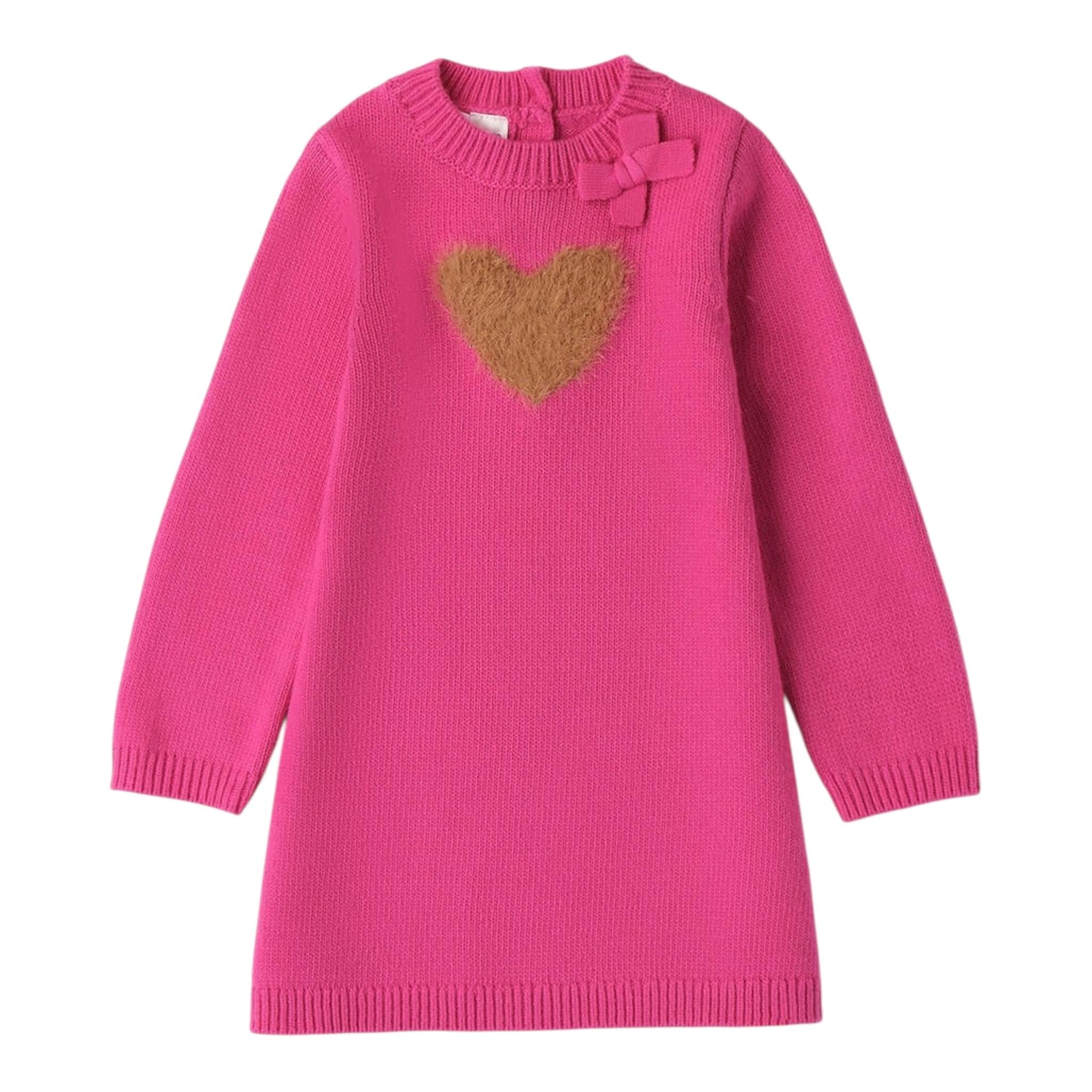 I DO abito manica lunga tinta unita con cuore Fuxia per Neonata 4A574N FUXIA I DO