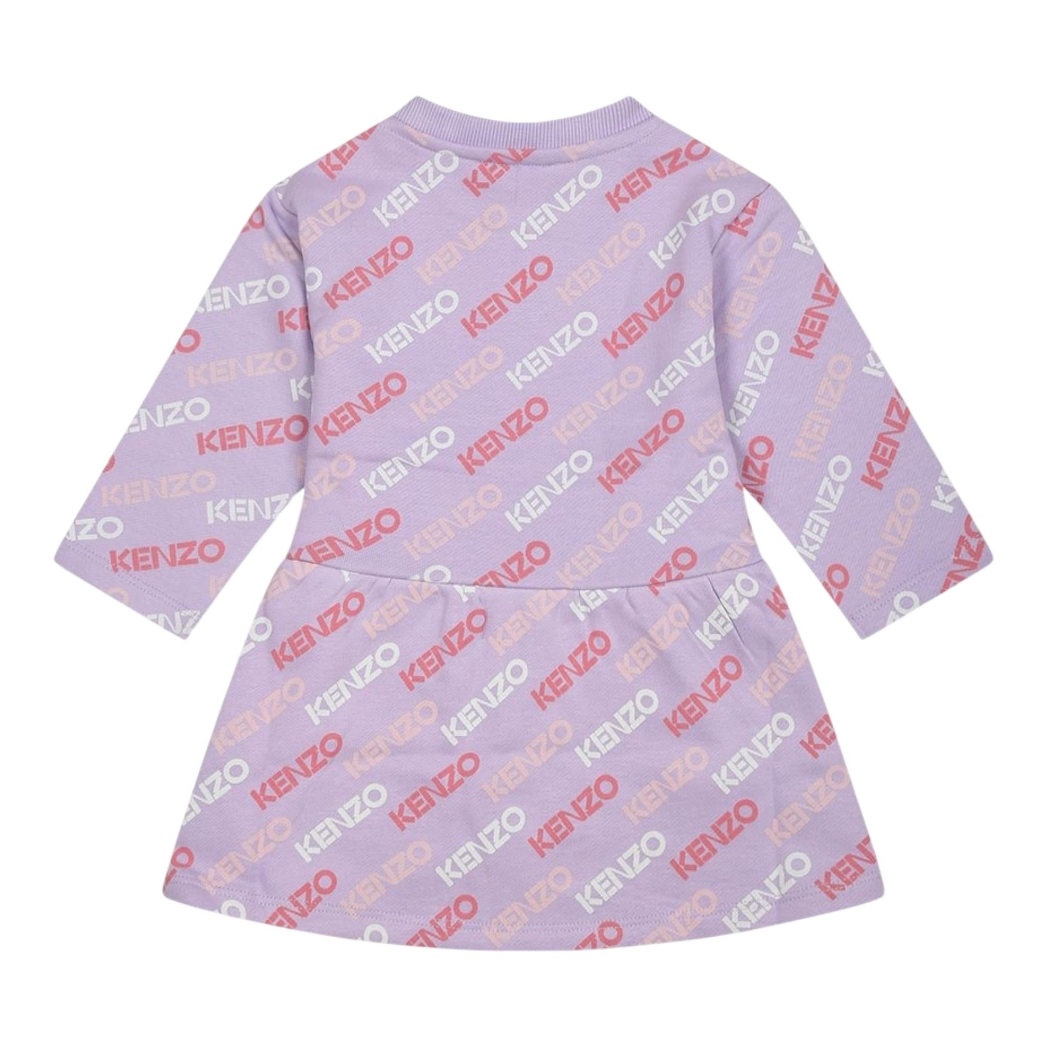 KENZO abito manica lunga tinta unita con stampe logo Lilla per Neonata K60477 LILLA KENZO