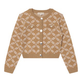 MICHAEL KORS cardigan tinta unita con stampe logo Beige per Bambina R15225 BEIGE MICHAEL KORS