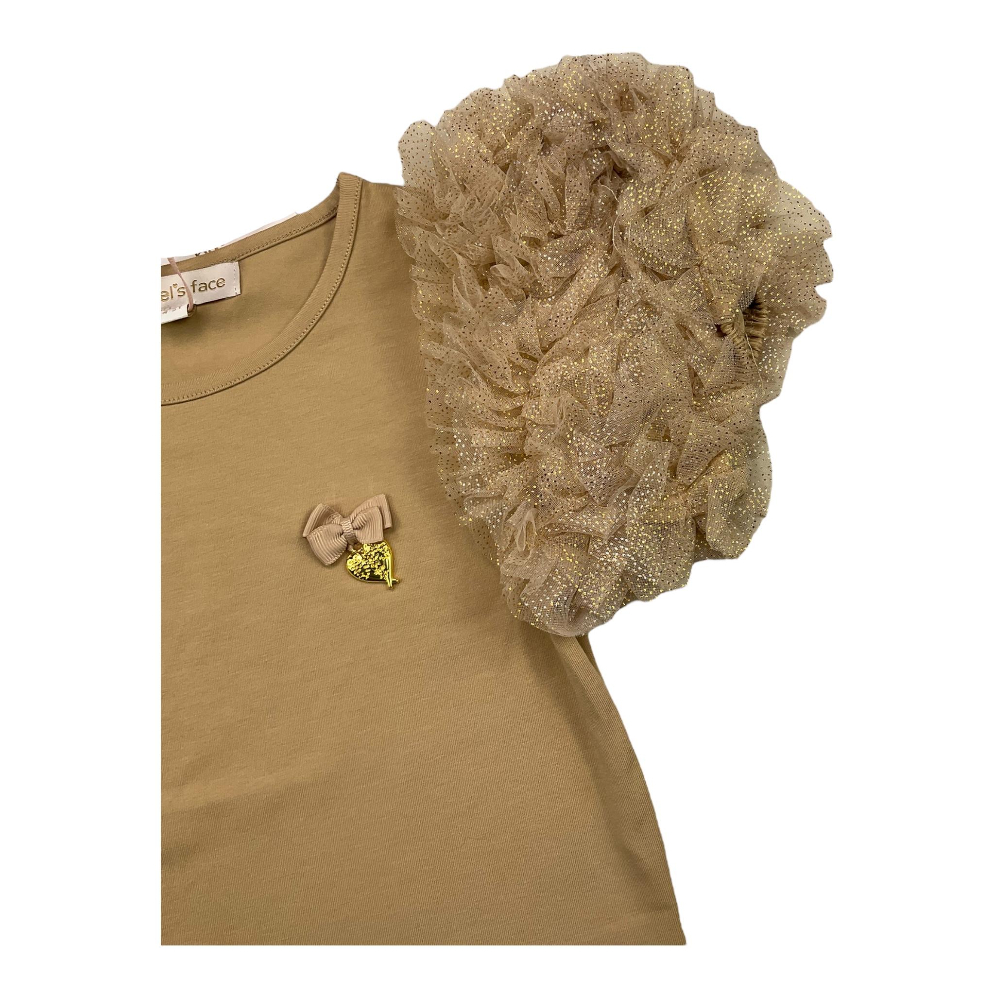 ANGEL'S FACE t-shirt girocollo tinta unita cn maniche con tulle Oro per Bambina JENA ORO ANGEL'S FACE