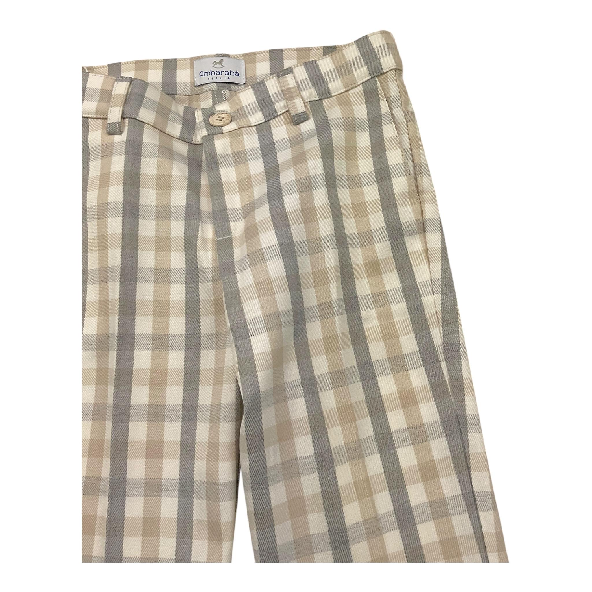 AMBARABA' pantalone fantasia quadretti con girovita regolabile Panna per Bambino FM38052J PANNA AMBARABA'