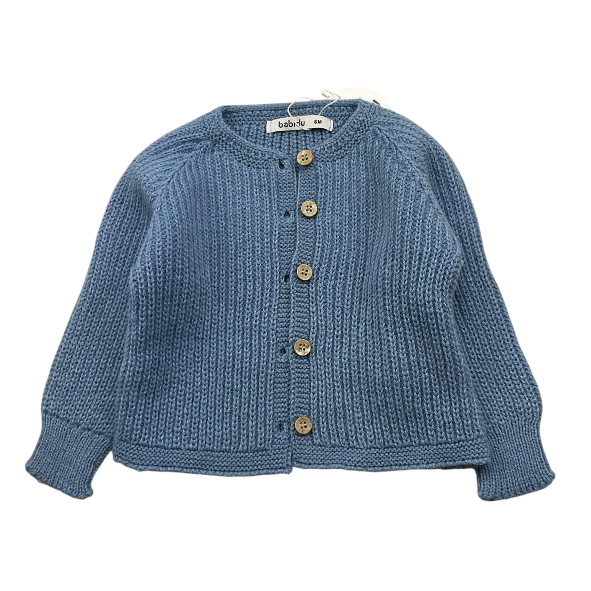 BABIDU cardigan tinta unita con bottoni in contrasto Azzurro per Neonato 60682 AZZURRO BABIDU