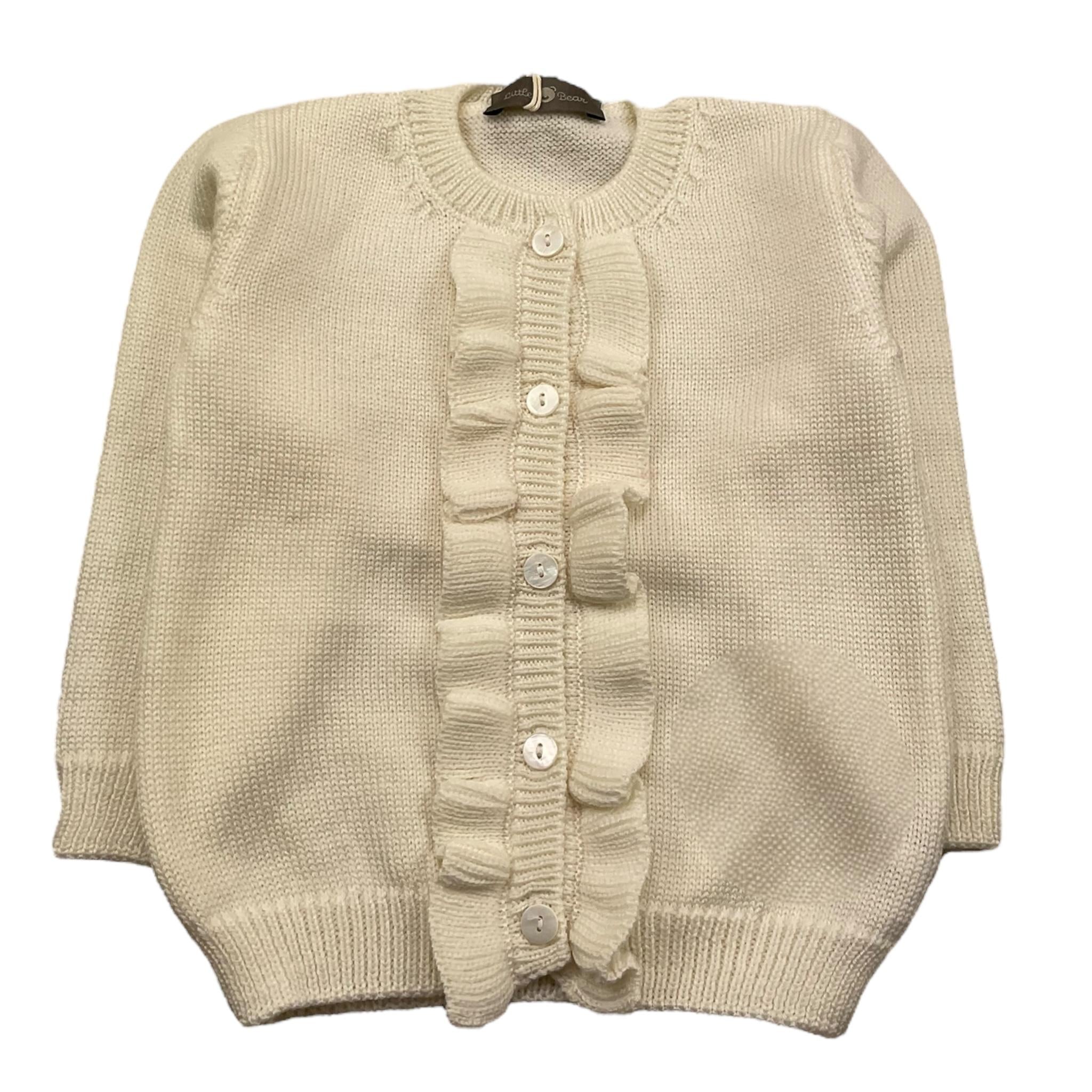 LITTLE BEAR cardigan tinta unita con rouches Panna per Neonata 5142 PANNA LITTLE BEAR
