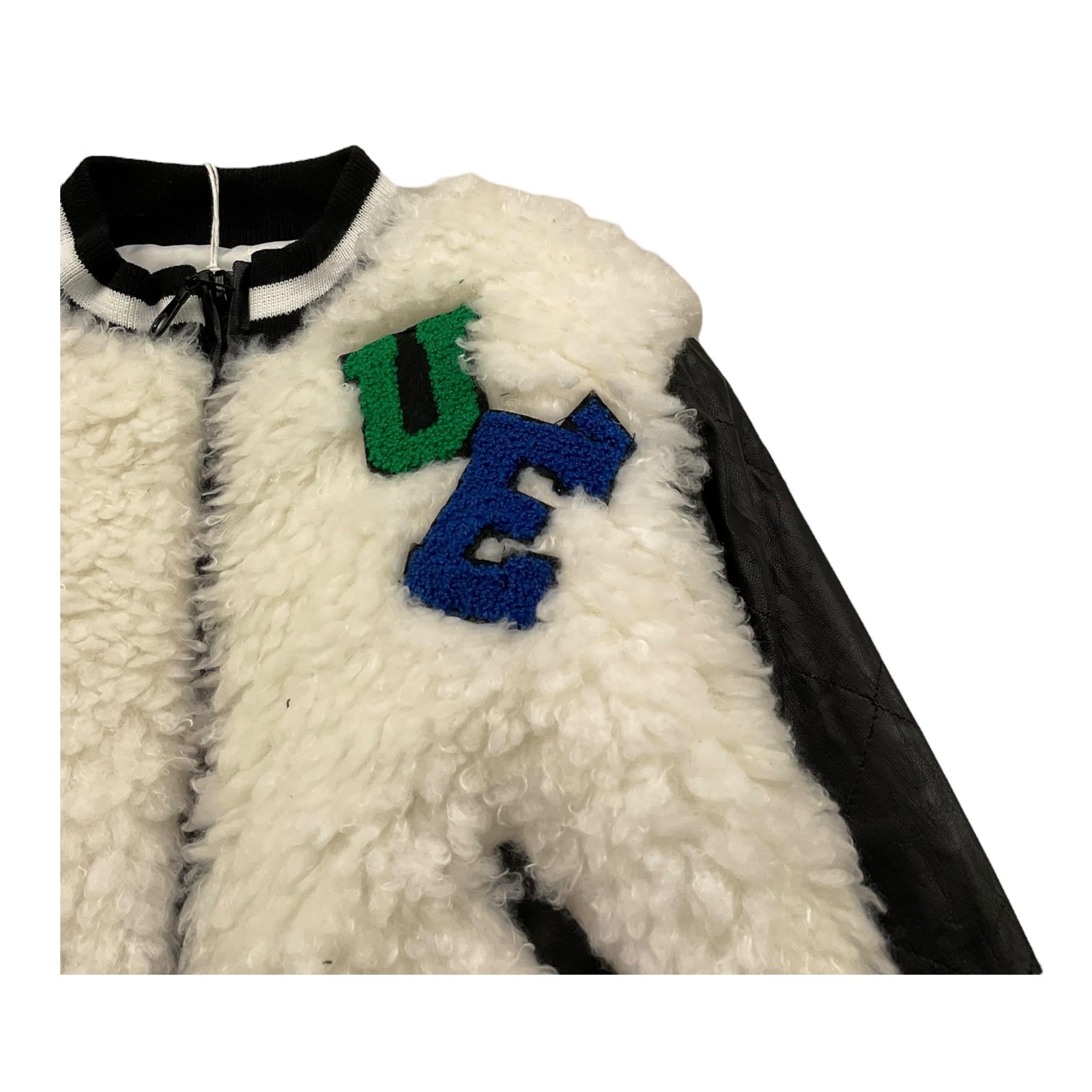 M+E' giubbino teddy tinta unita con maniche in contrasto Panna per Neonata UE0471 PANNA M+E'