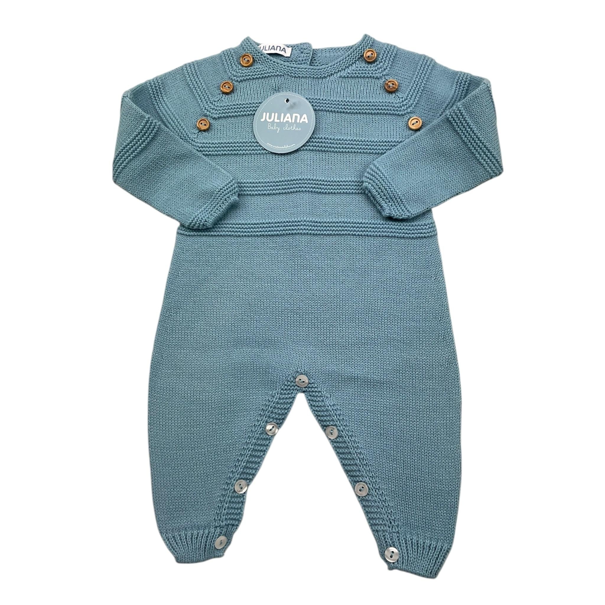 JULIANA tutina tinta unita con finti bottoni Azzurro per Neonato 24618 AZZURRO JULIANA