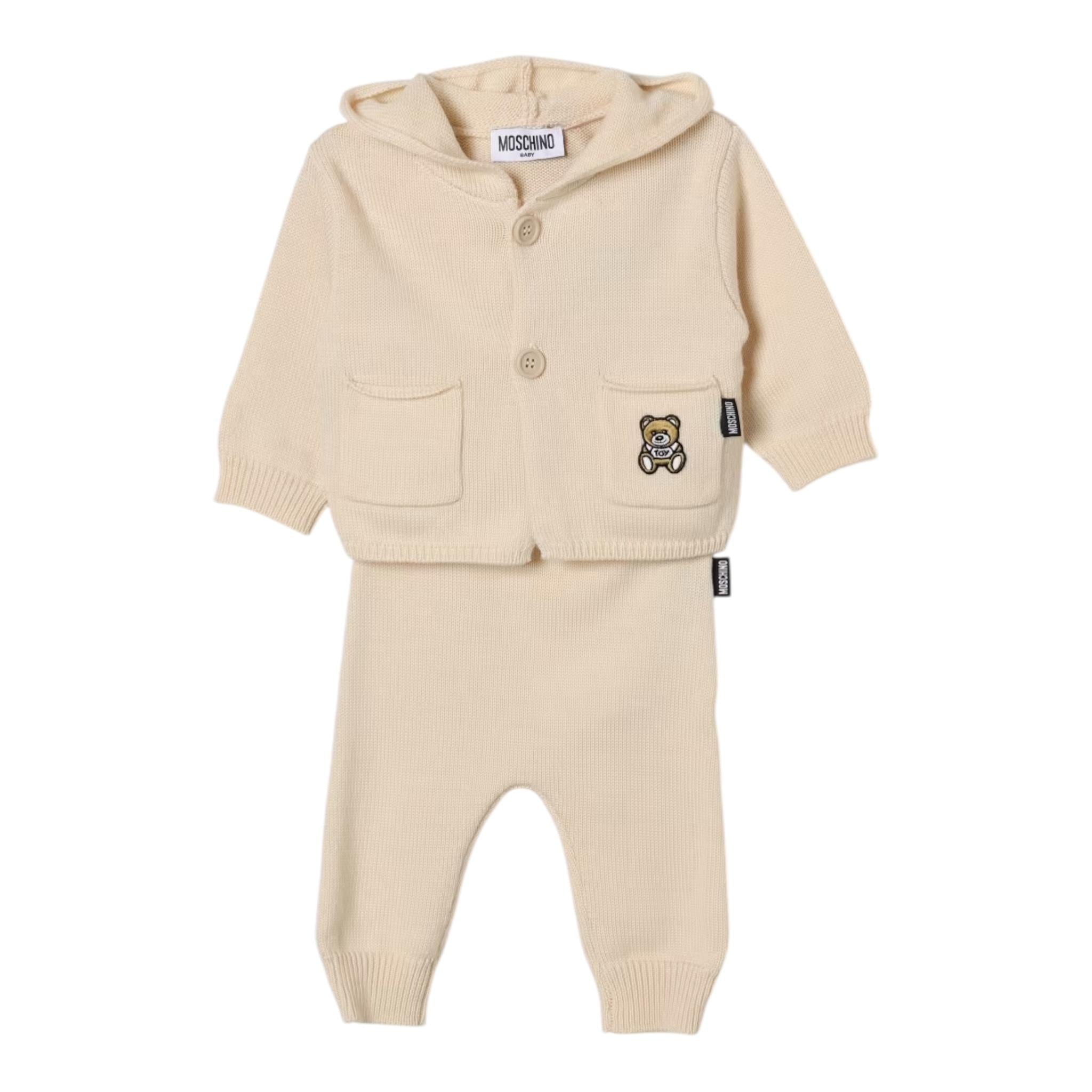 MOSCHINO complet 2 pezzi cardigan-pantalone Beige per Neonato MUK04X BEIGE MOSCHINO