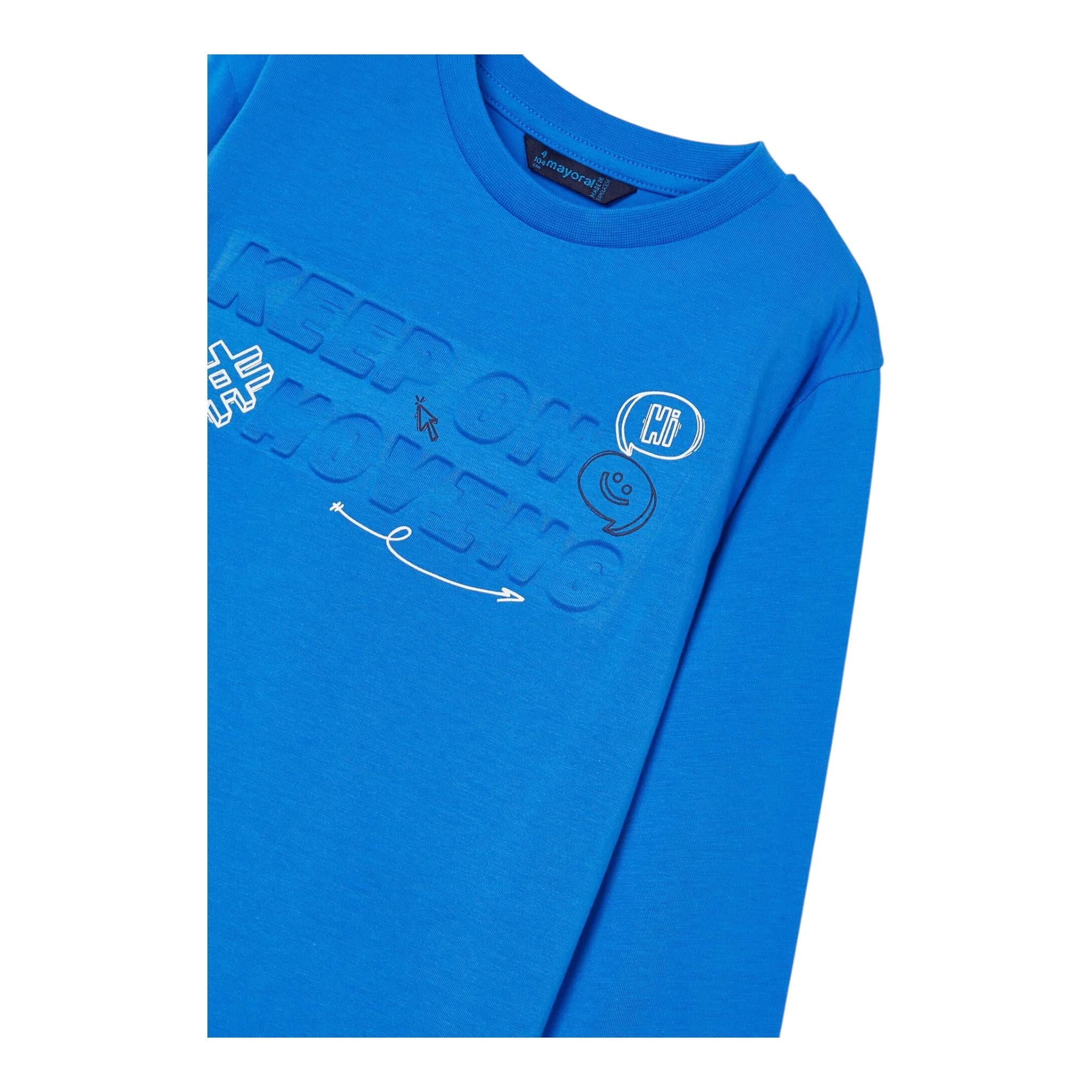 MAYORAL shirt girocollo tinta unita con stampa in contrasto Blu per Bambino 4060 BLU MAYORAL