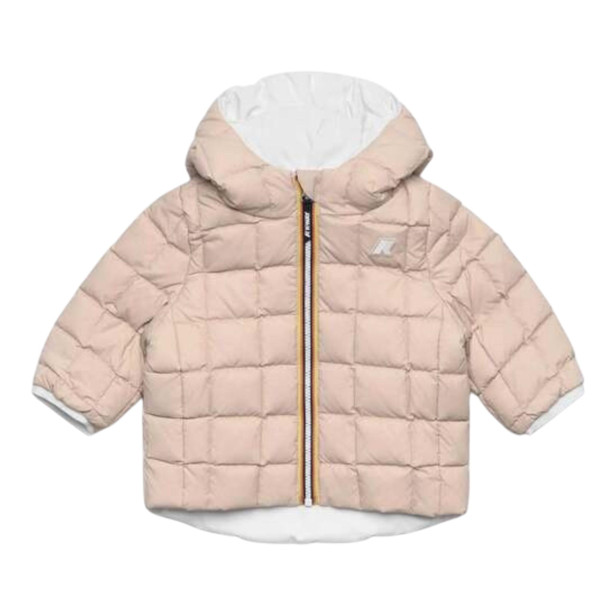 K-WAY giubbino reversibile con zip e cappuccio bicolore Bianco/rosa per Bambina K5123QW BIANCO/ROSA K-WAY