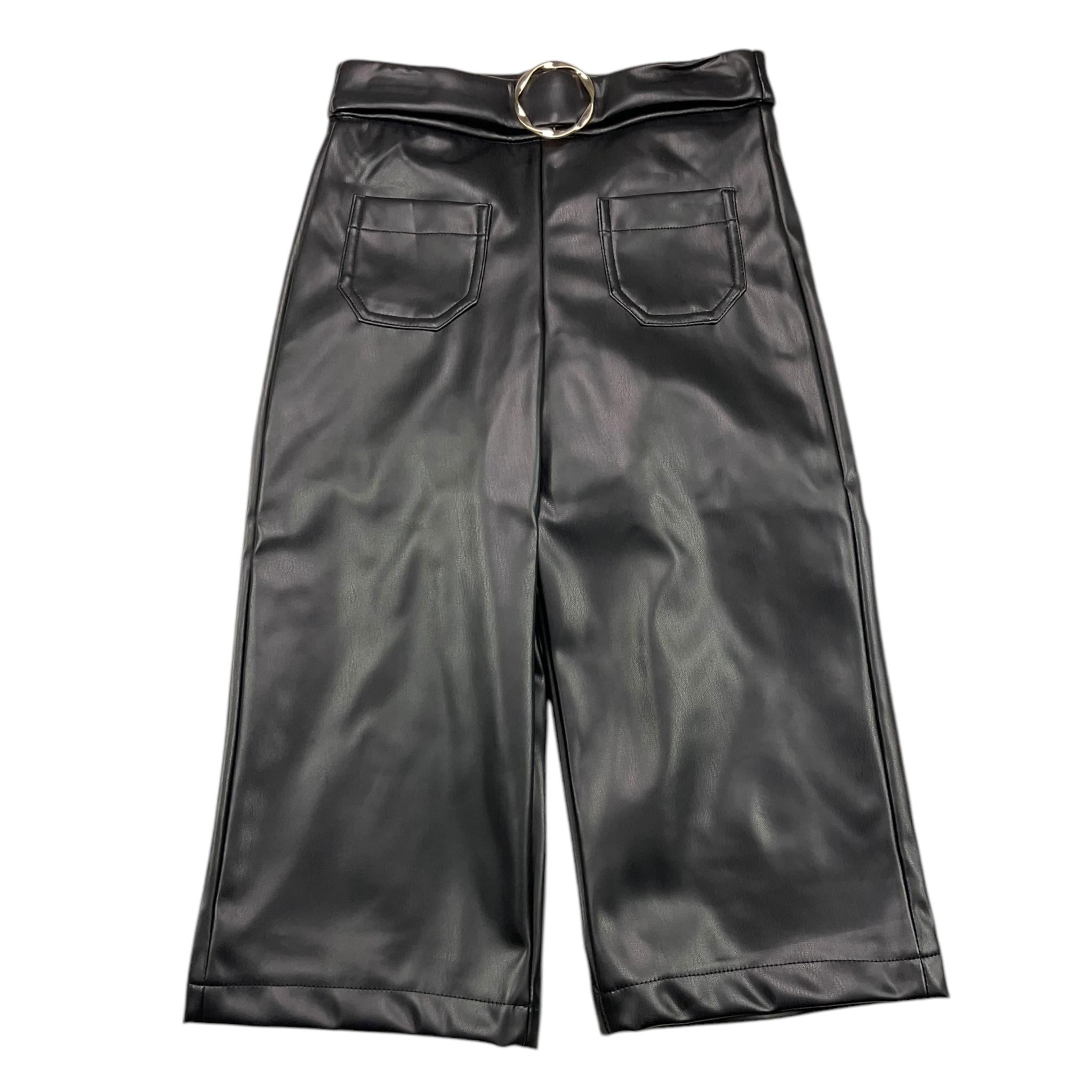 ABEL & LULA pantalone in ecopelle tinta unita modello palazzo Nero per Bambina 55716 NERO ABEL & LULA