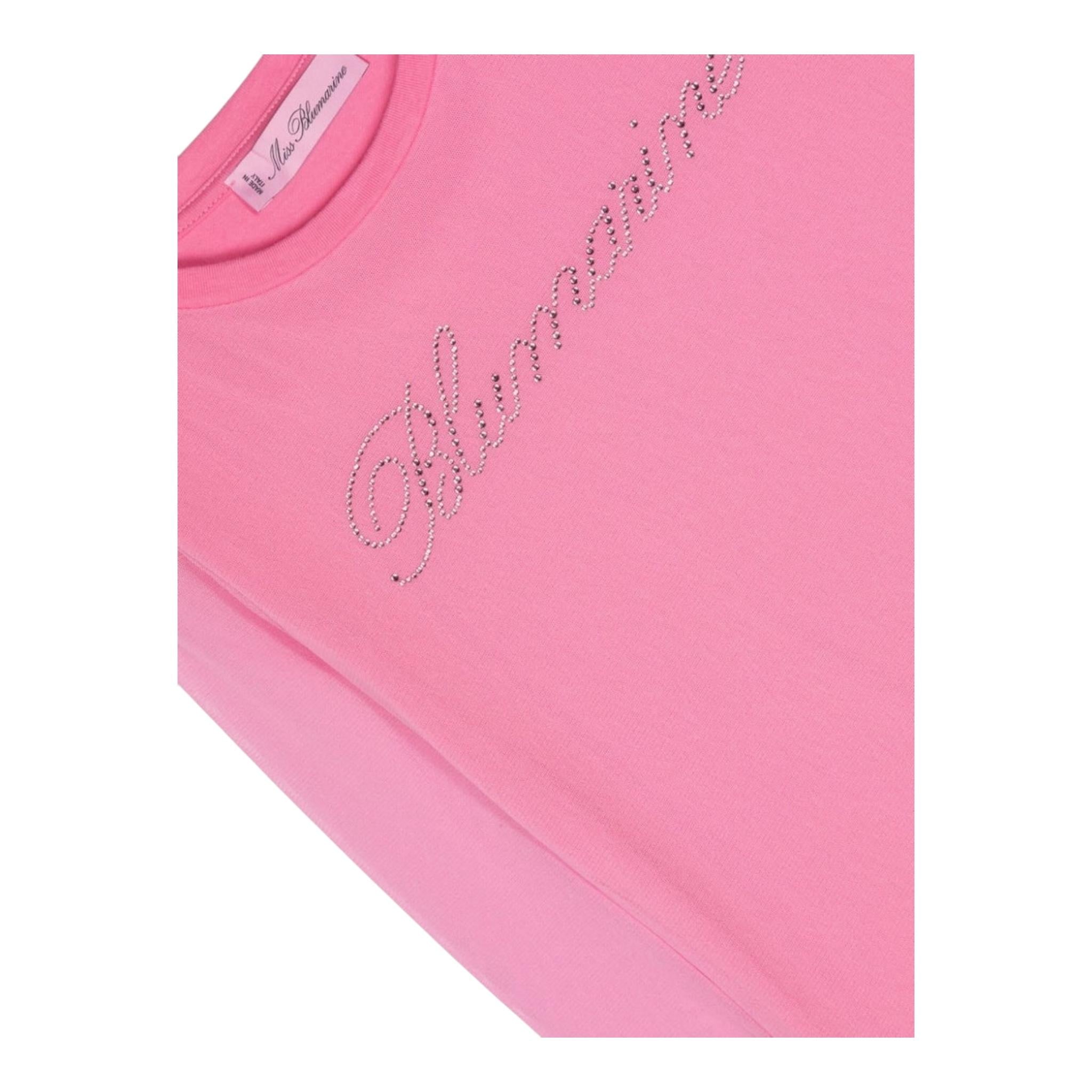 MISS BLUMARINE shirt girocollo tinta unita cn maniche velate Rosa per Bambina IF3071 ROSA MISS BLUMARINE
