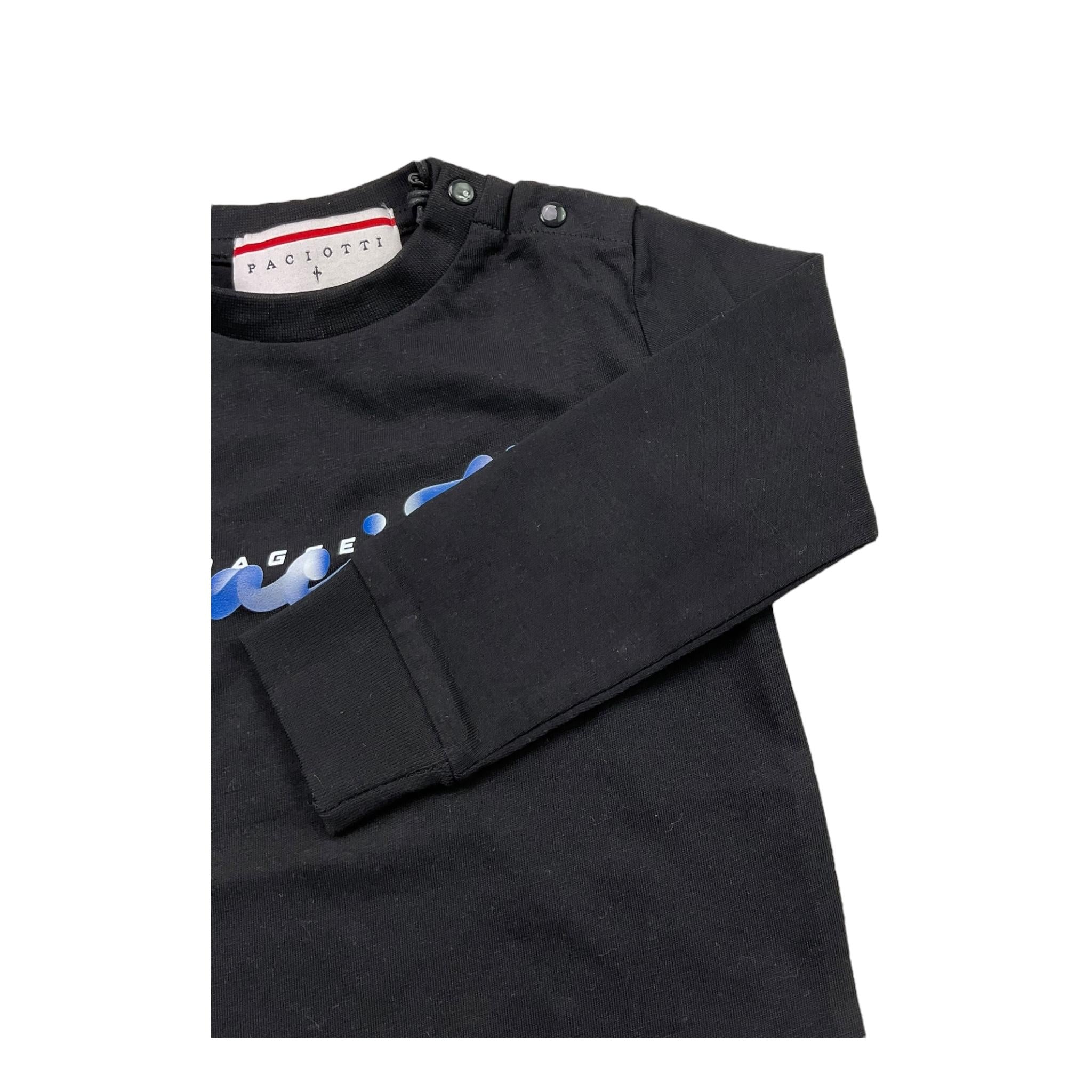 CESARE PACIOTTI shirt girocollo tinta unita con stampa Nero per Neonato TSP5316BN NERO CESARE PACIOTTI