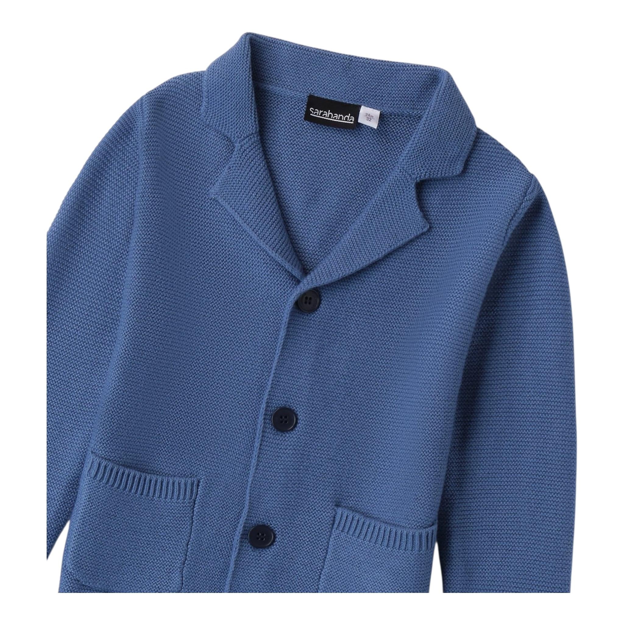 SARABANDA giacca in maglia tinta unita con toppe Blu per Bambino 0A104XX BLU SARABANDA