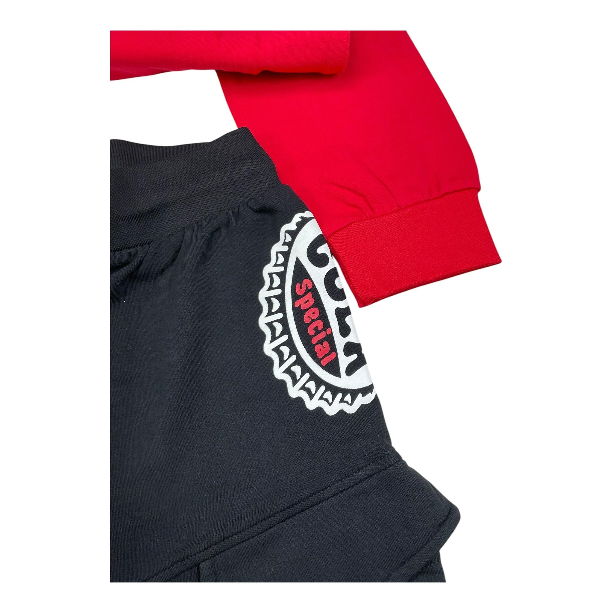 EMC completo 2 pezzi felpa-pantalone bicolore Nero/rosso per Bambino CO3560 NERO/ROSSO EMC