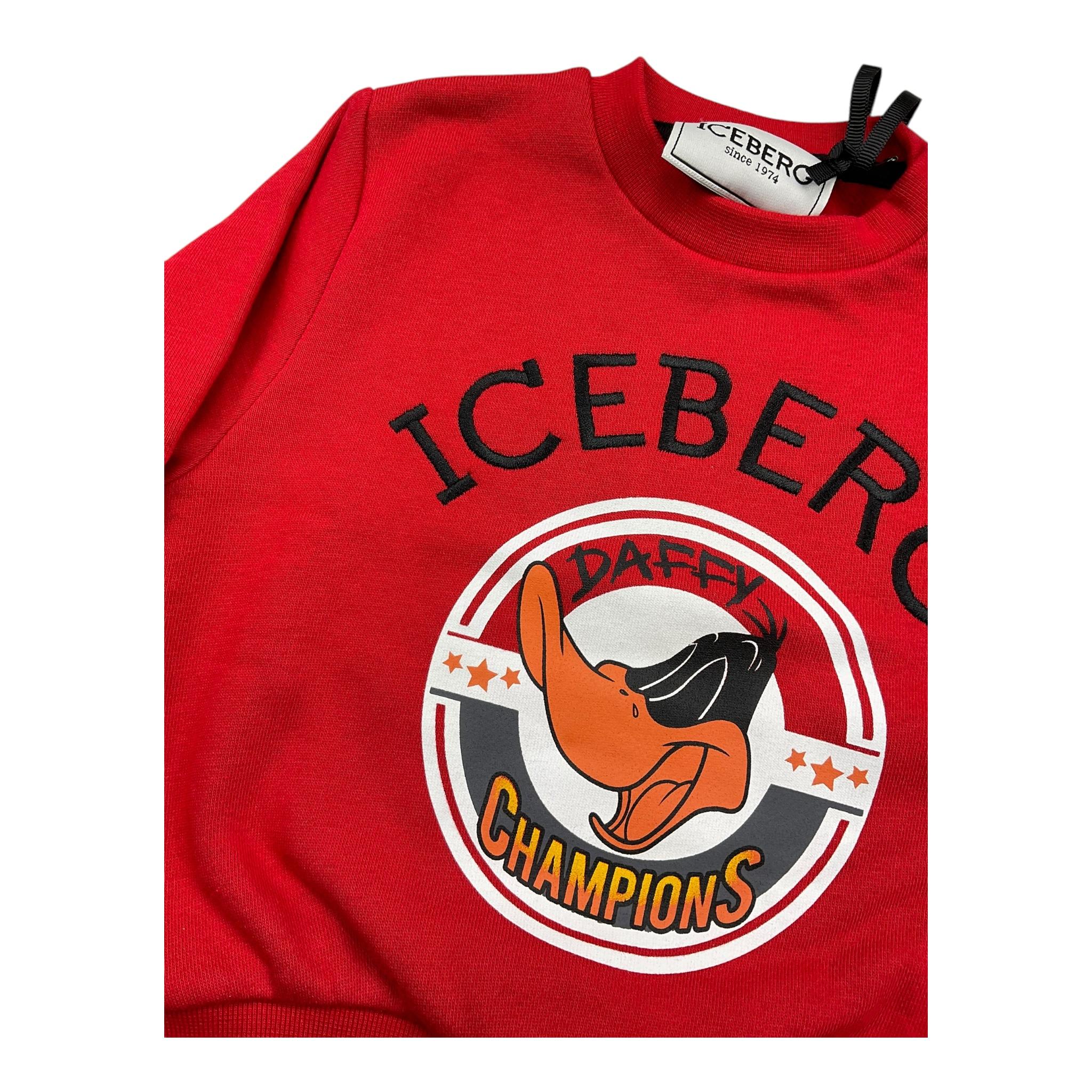 ICEBERG felpa chiusa girocollo tinta unita con stampa Rosso per Neonato MFICE5315B ROSSO ICEBERG