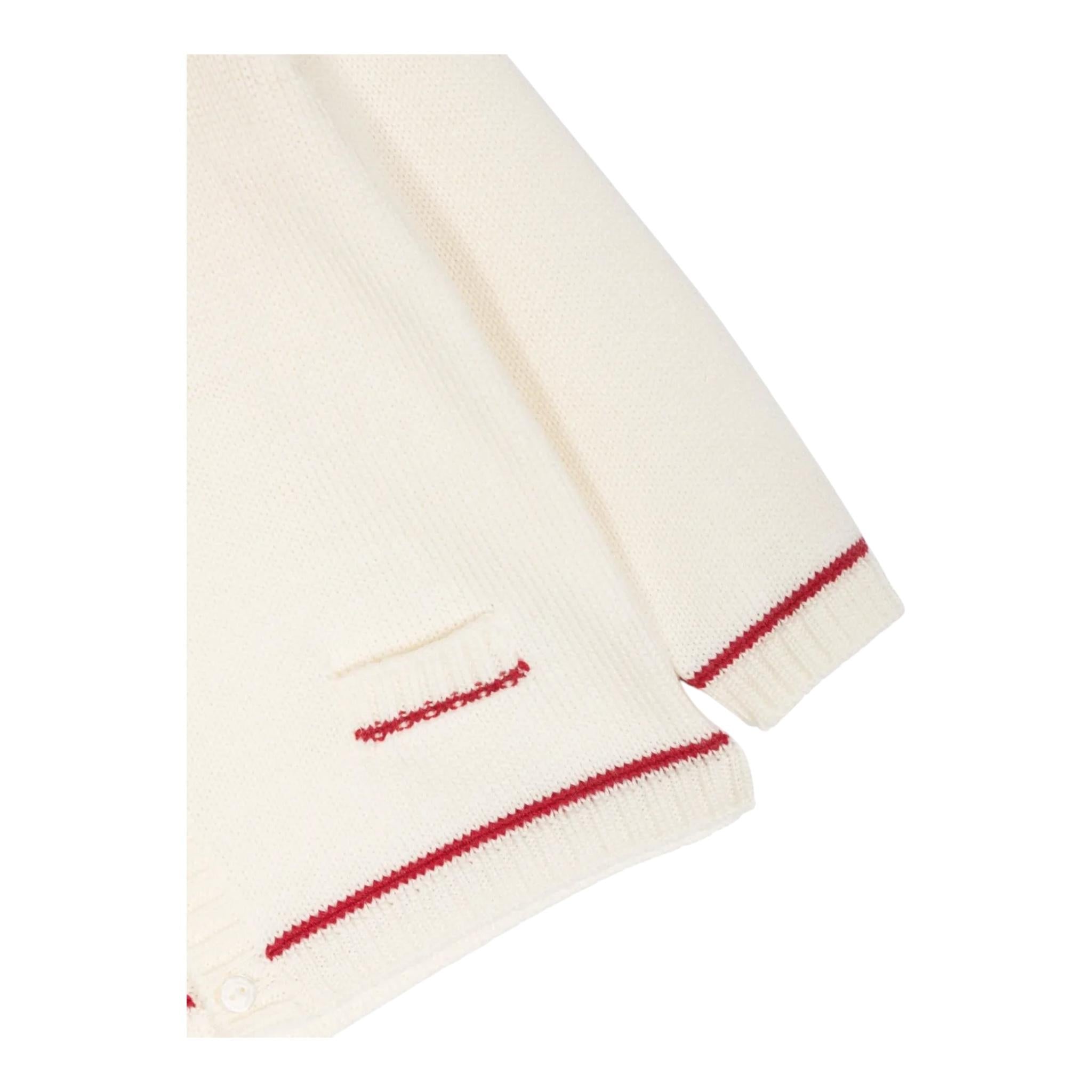LA STUPENDERIA cardigan tinta unita con profili in contrasto Panna per Neonata WCCR65 PANNA LA STUPENDERIA