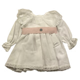 GRANLEI abito manica lunga tinta unita con cinturino in contrasto Bianco per Neonata 224106 BIANCO GRANLEI