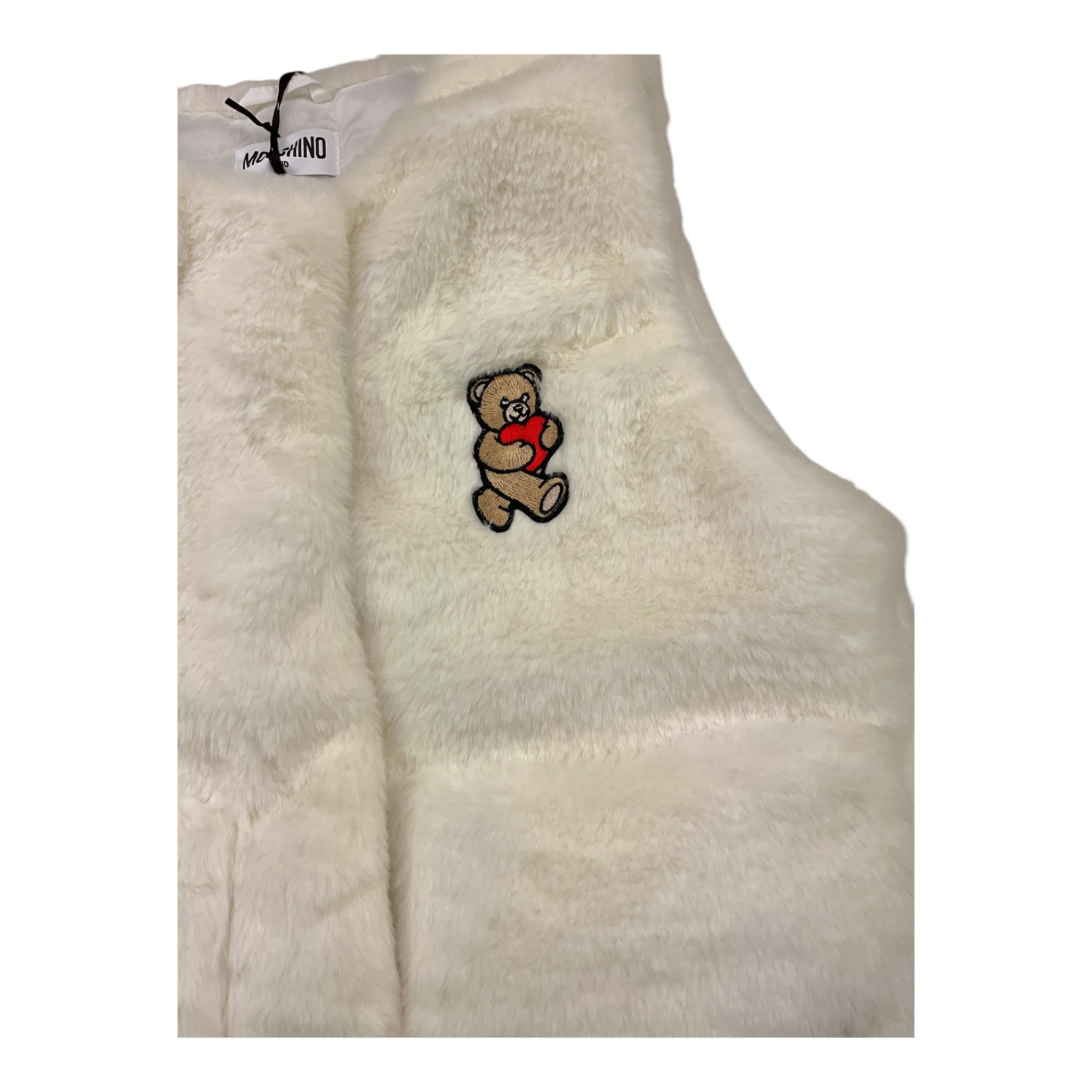 MOSCHINO pelliccia giromanica tinta unita con logo Bianco per Bambina HDS052 BIANCO MOSCHINO