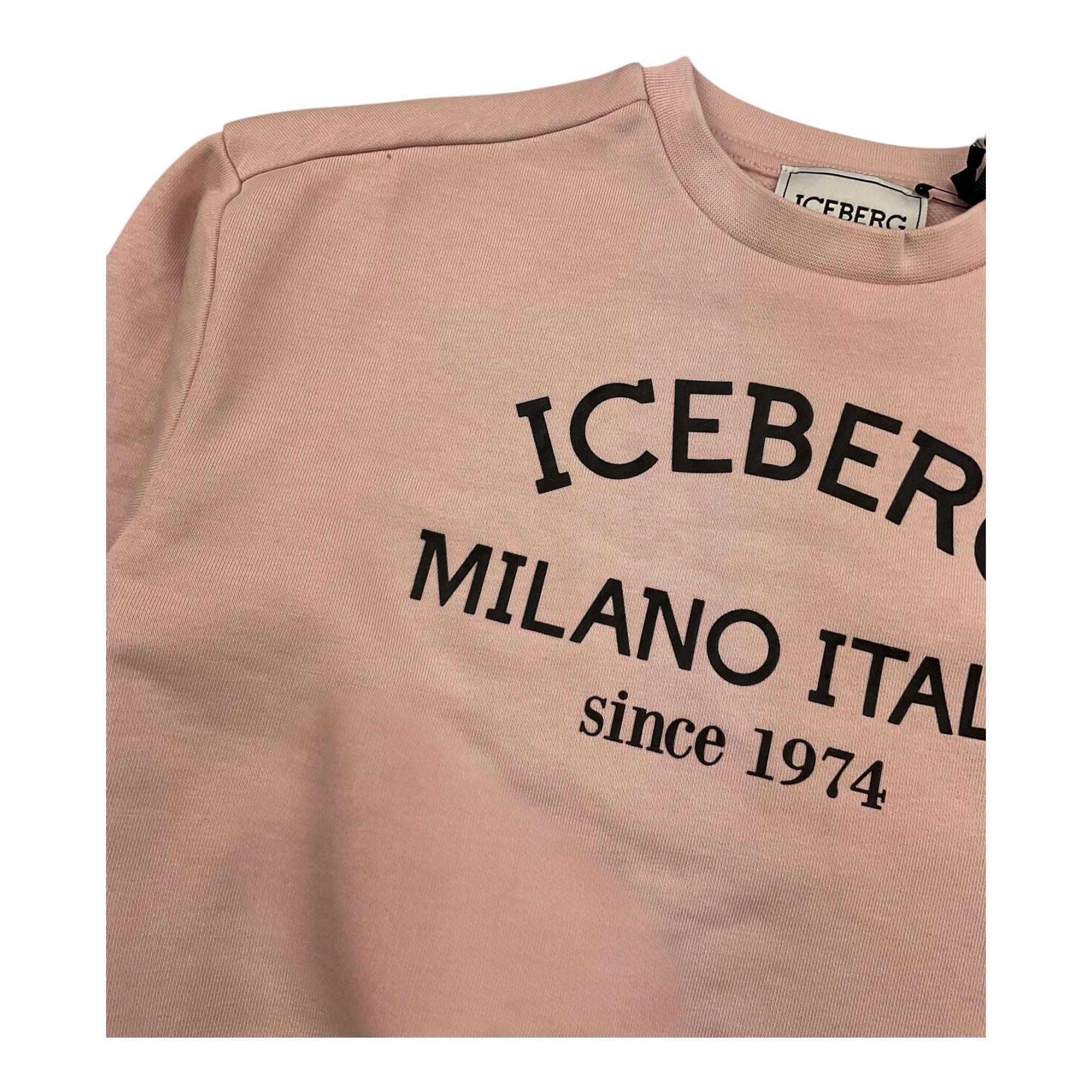 ICEBERG felpa chiusa girocollotinta unita con stampa logo Rosa per Bambina MFICE5334J ROSA ICEBERG
