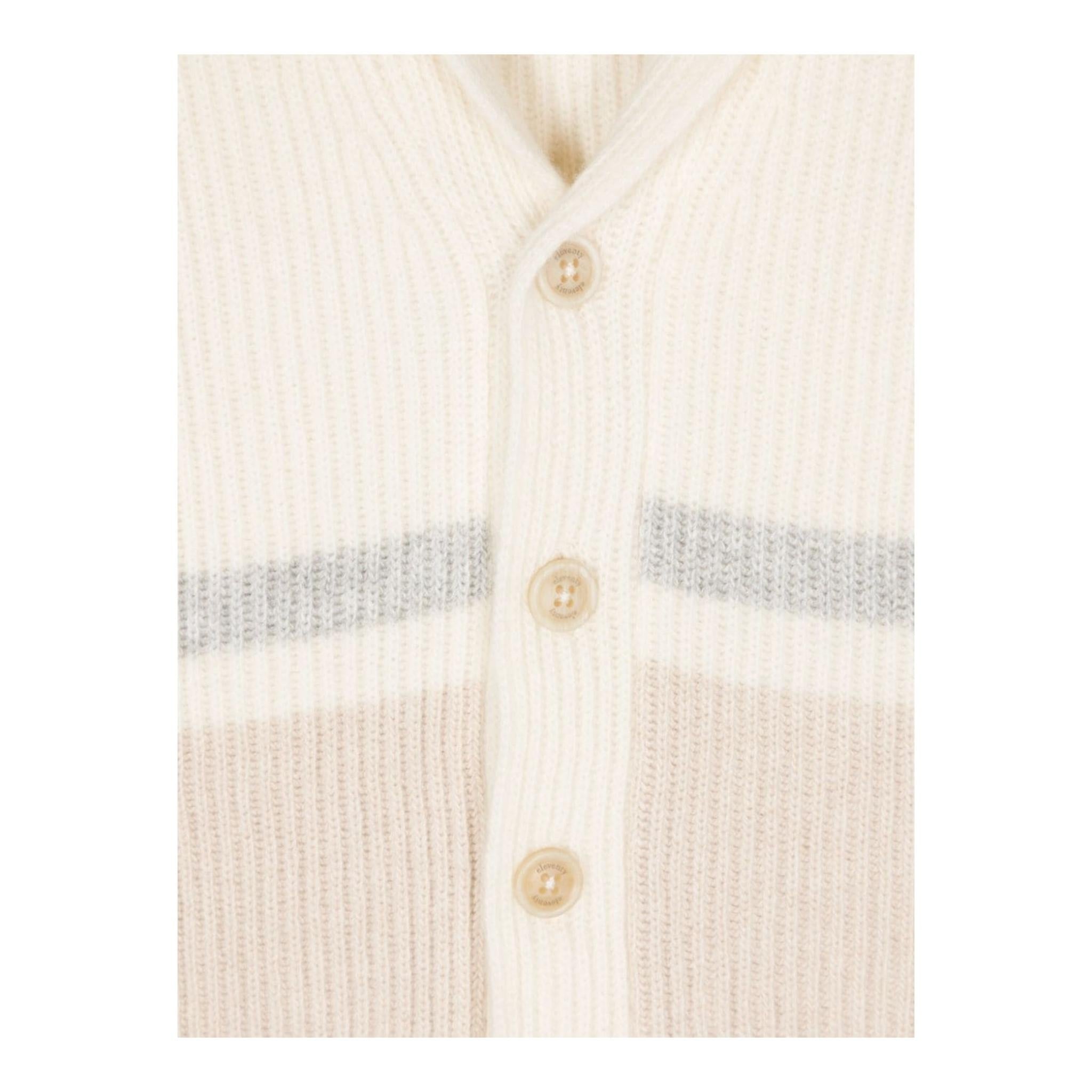 ELEVENTY cardigan tinta unita con fantasia a righe Panna per Bambino EV9P60 PANNA ELEVENTY