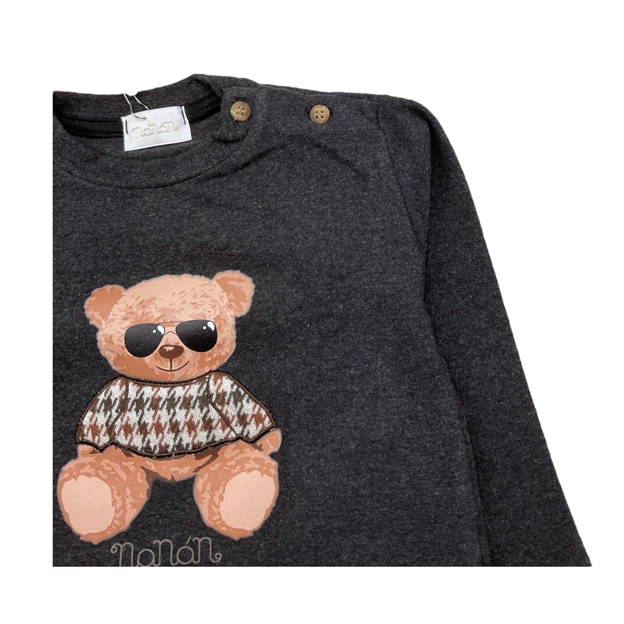 NANAN shirt girocollo tinta unita con stampa in contrasto Nero per Neonato I2423818N NERO NANAN