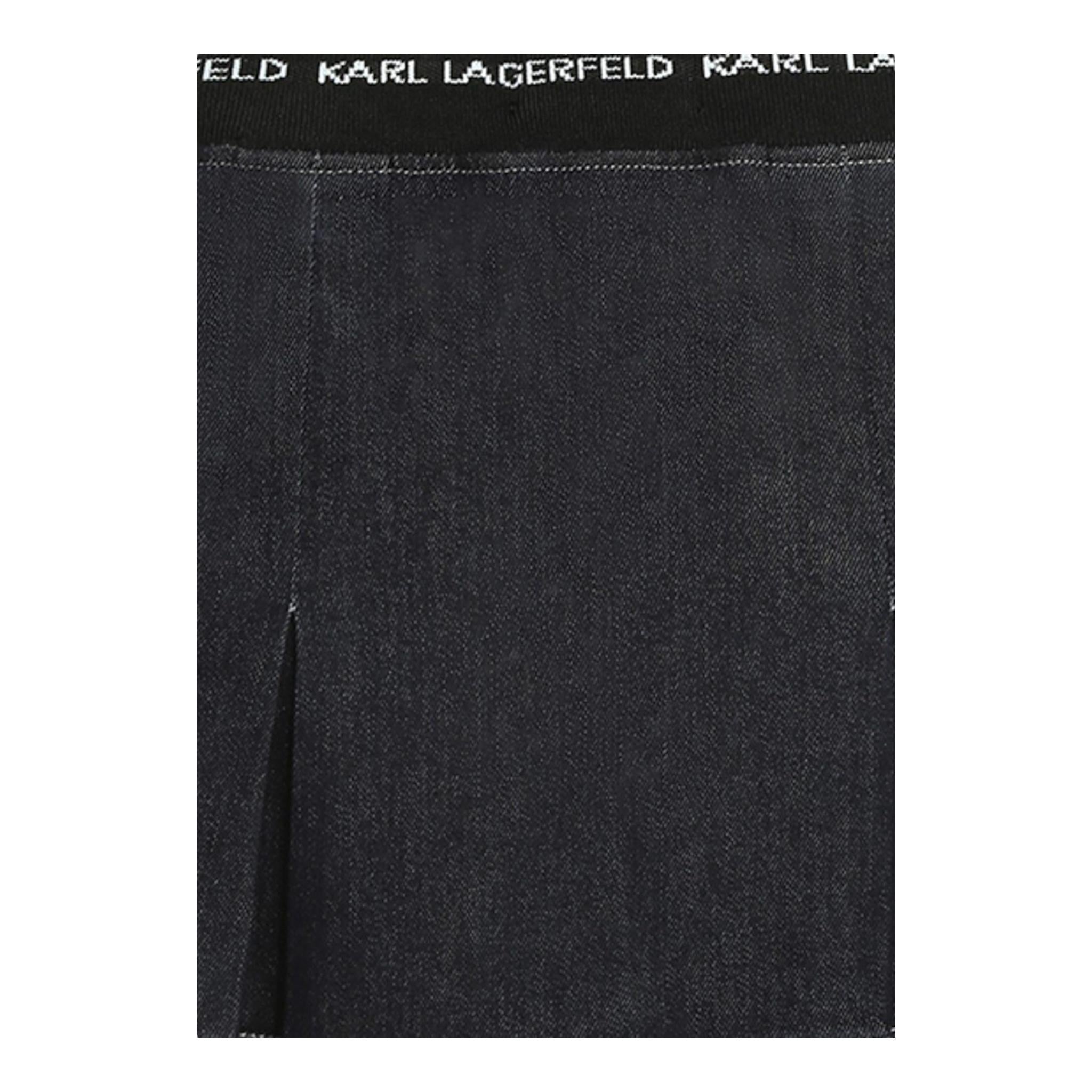KARL LAGERFELD gonna in denim tinta unita con elastico in vita logato Blu per Bambina Z30092 BLU KARL LAGERFELD