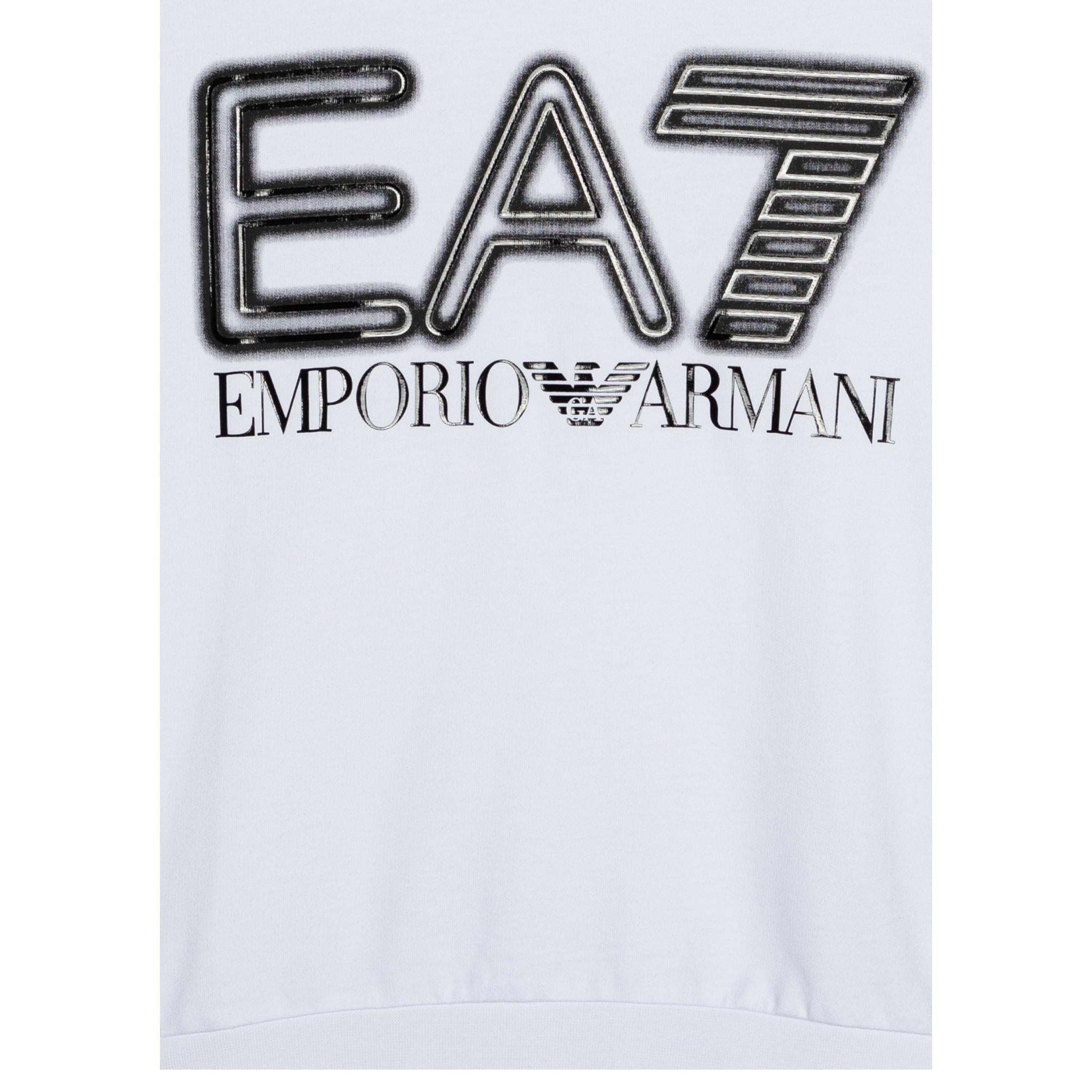 EMPORIO ARMANI felpa tinta unita girocollo con stampa Bianco per Bambino 3DBM62 BIANCO EMPORIO ARMANI