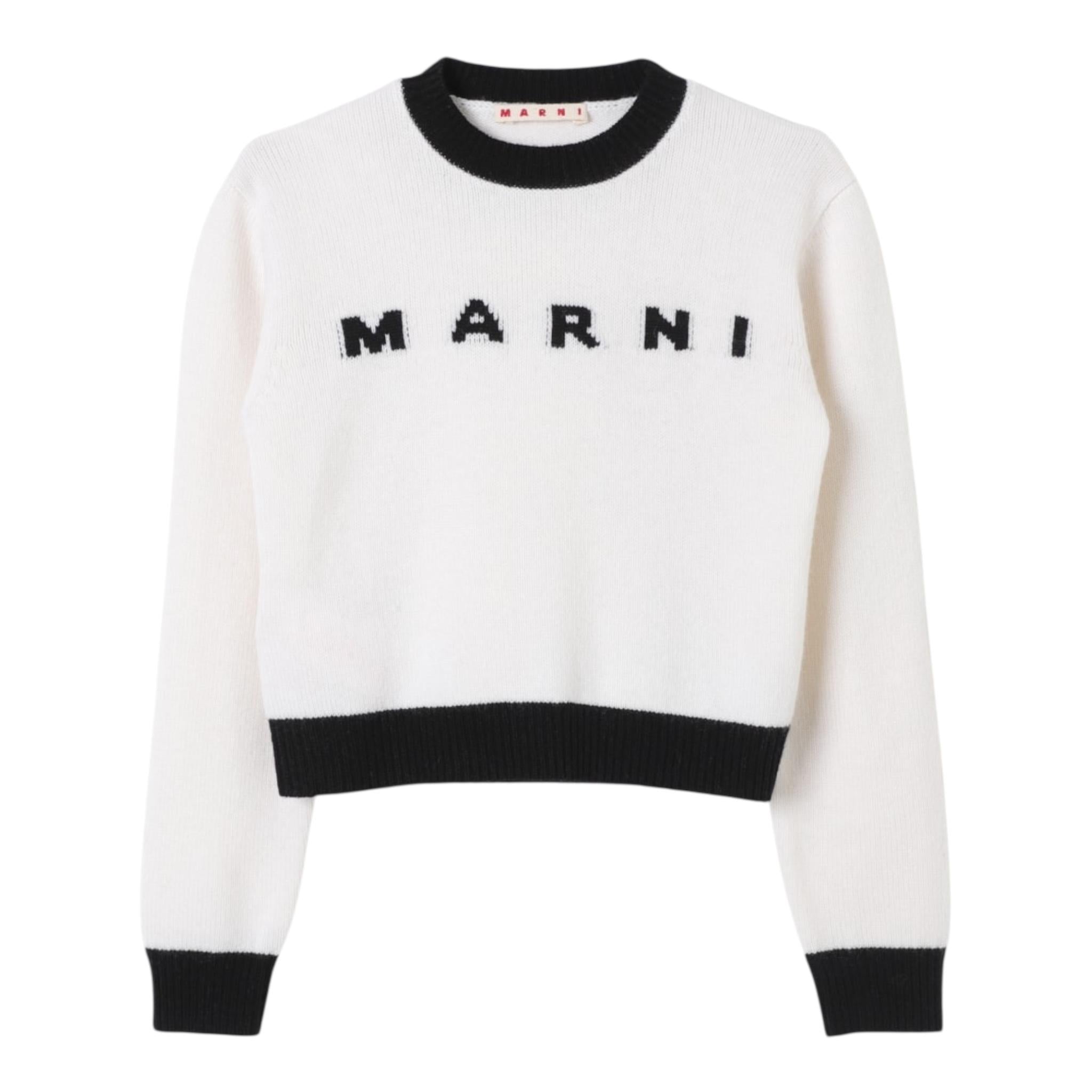 MARNI maglia tinta unita con stampa Bianco per Bambina M00993 BIANCO MARNI
