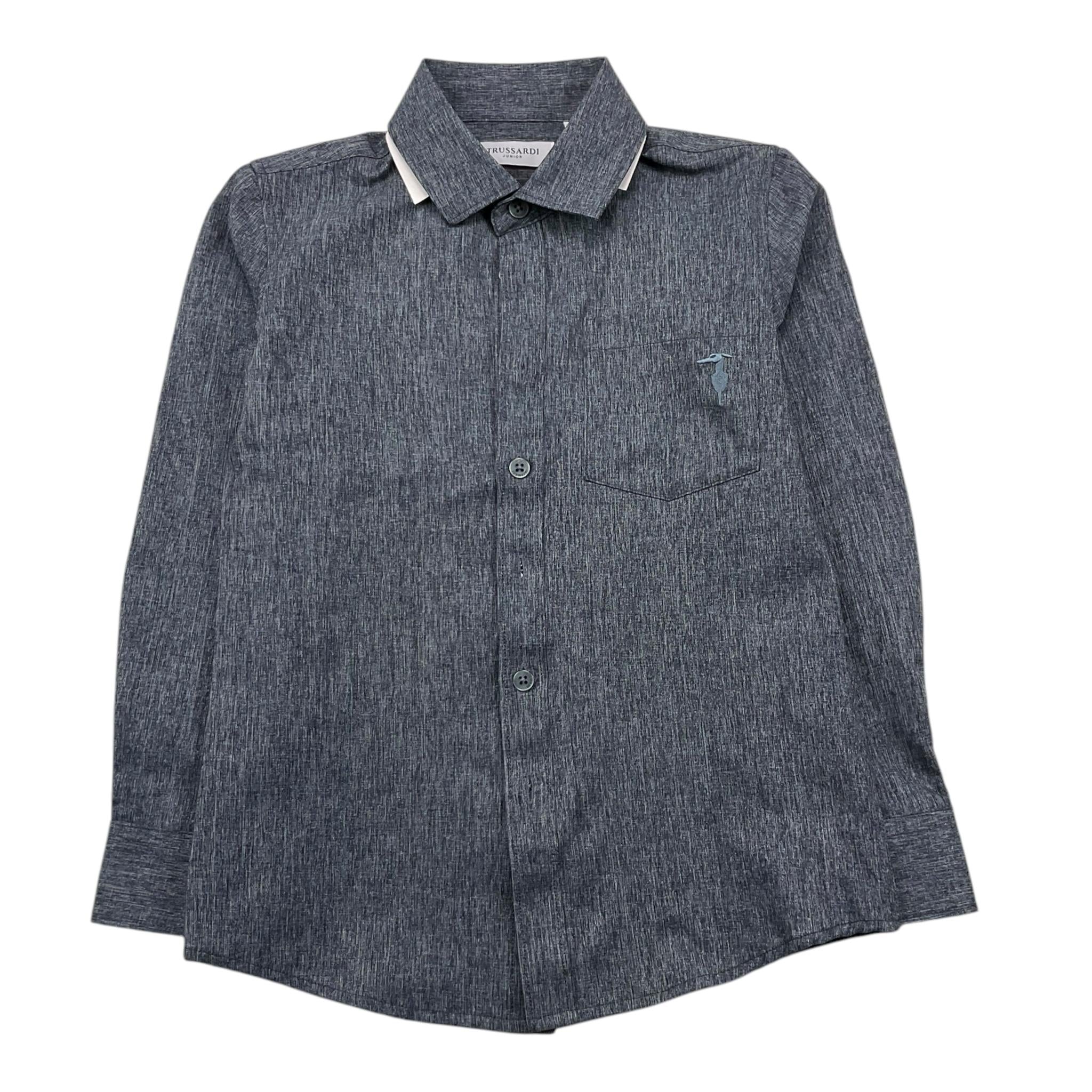 TRUSSARDI camicia manica lunga tinta unita Blu per Bambino TBA25122CA BLU TRUSSARDI
