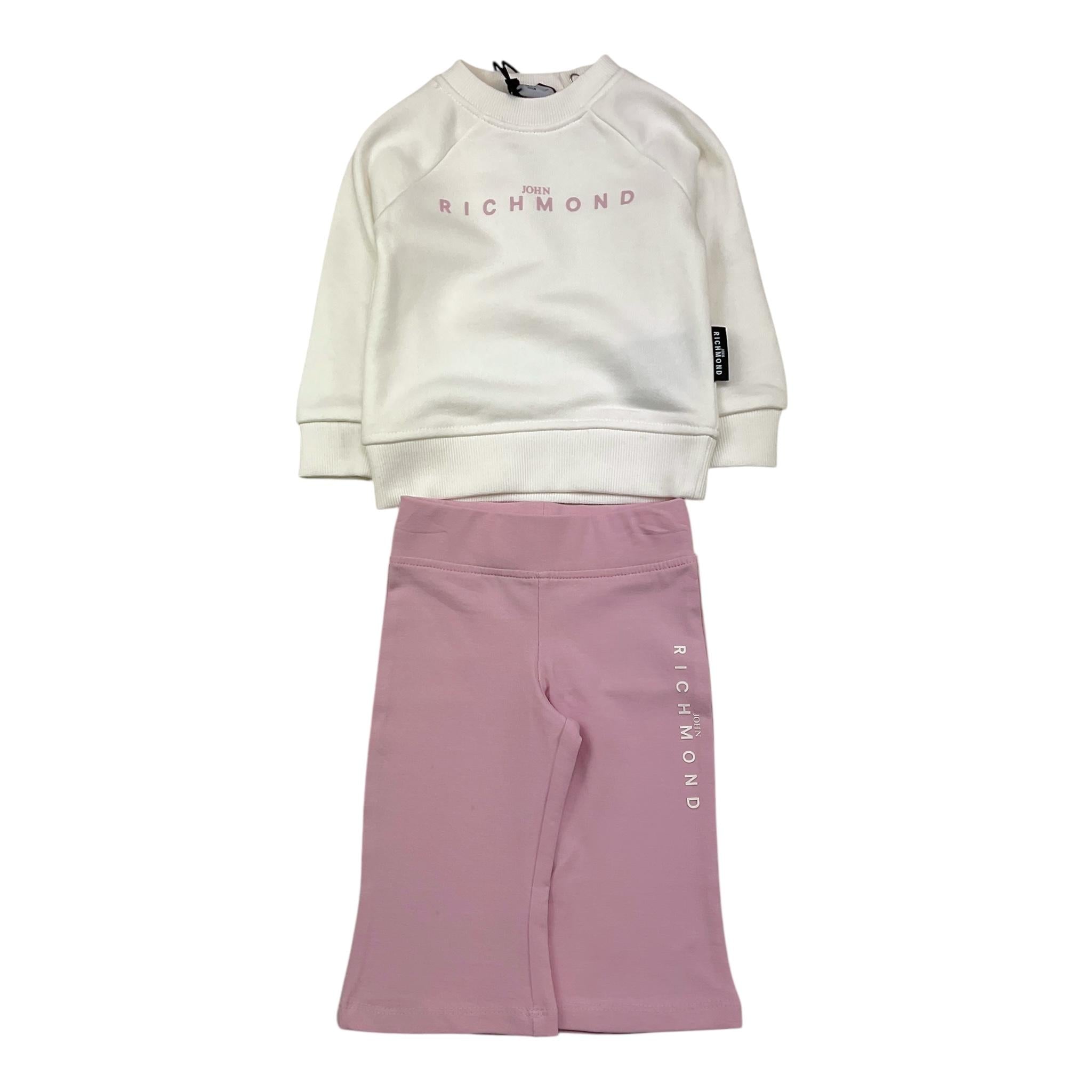 JOHN RICHMOND completo 2pz bicolore felpa-pantalone Bianco/rosa per Neonata RIA25017CF BIANCO/ROSA JOHN RICHMOND