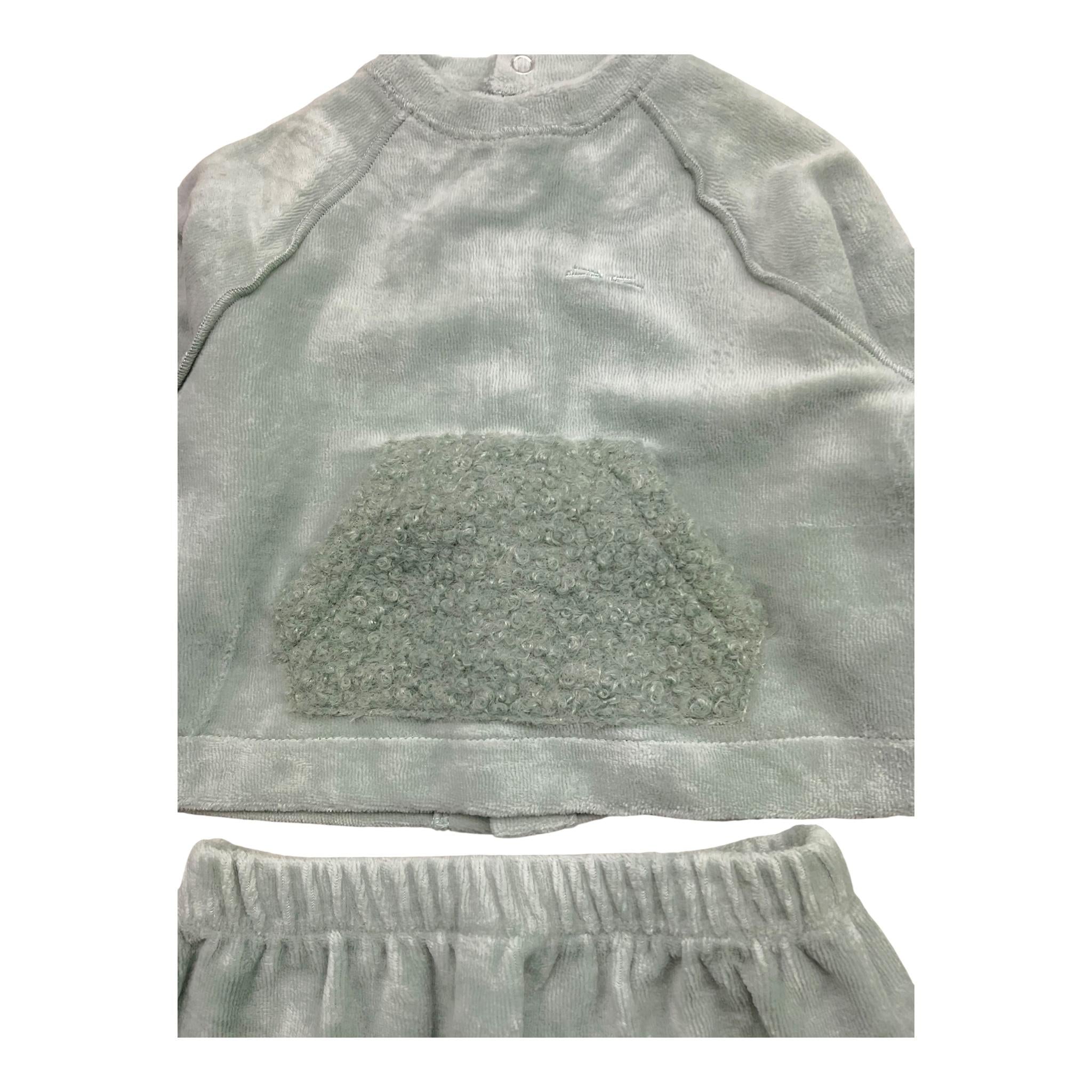 TEDDY E MINOU completo 2pz maglia-pantalone tinta unita in velluto Verde per Neonato I24CP054M0137 VERDE TEDDY E MINOU