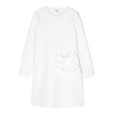 IL GUFO abito manica lunga tinta unita con applicazione Bianco per Bambina A24VL590N0057 BIANCO IL GUFO