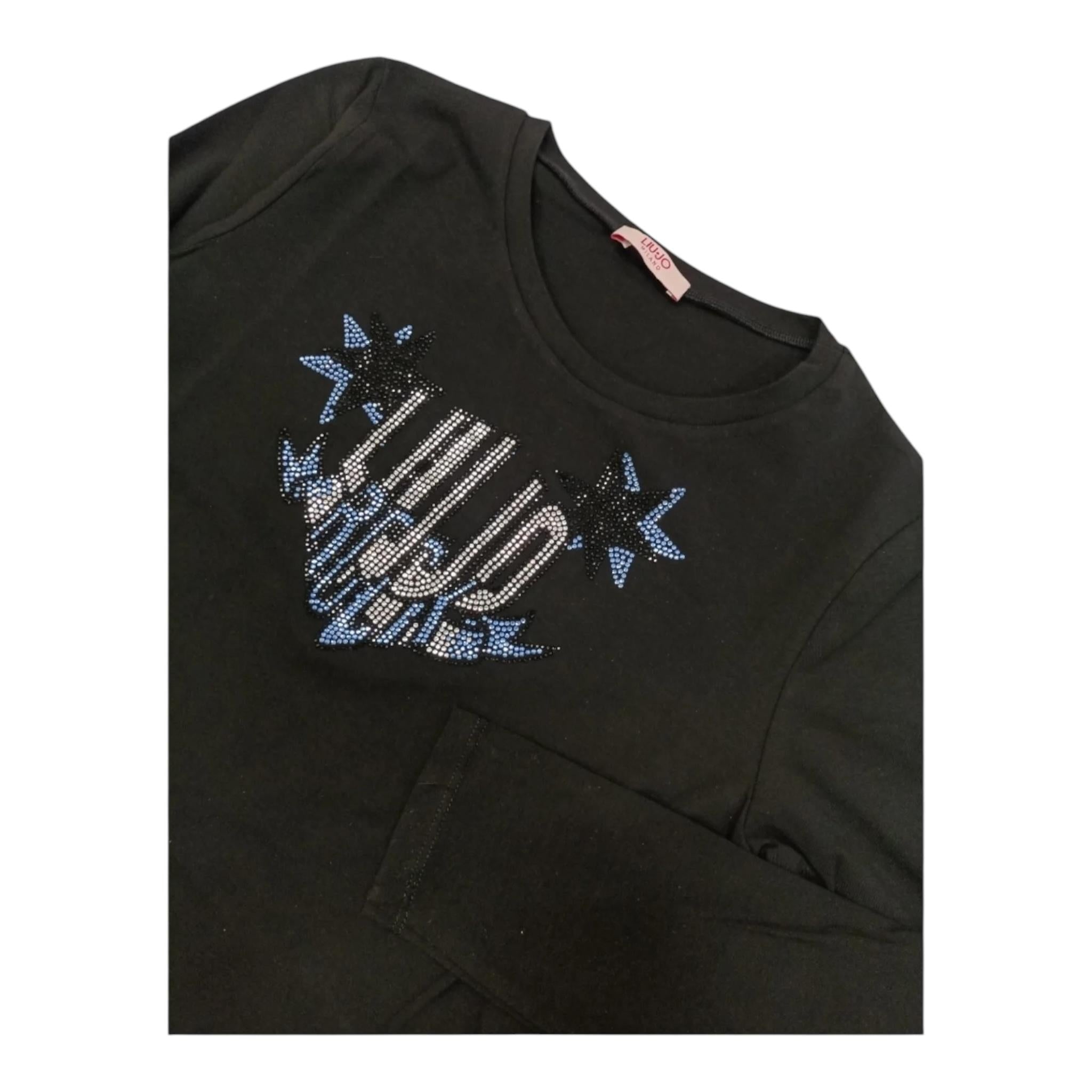 LIU JO shirt girocollo tinta unita con stampa Nero per Bambina GF4237 NERO LIU JO