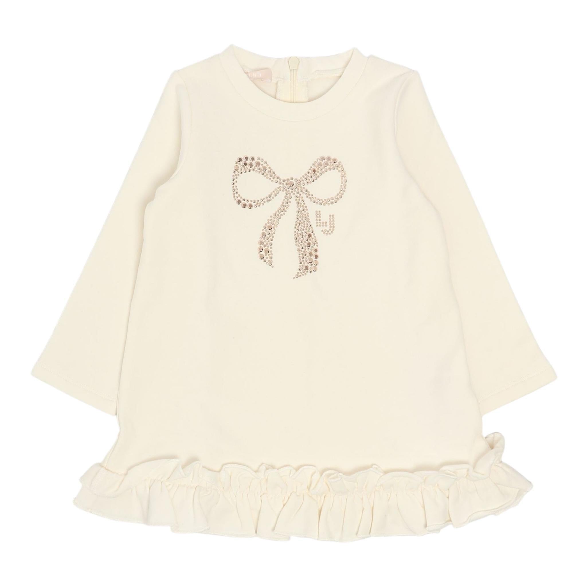 LIU JO abito manica lunga tinta unita con logo brillantinato Panna per Neonata HF4071 PANNA LIU JO