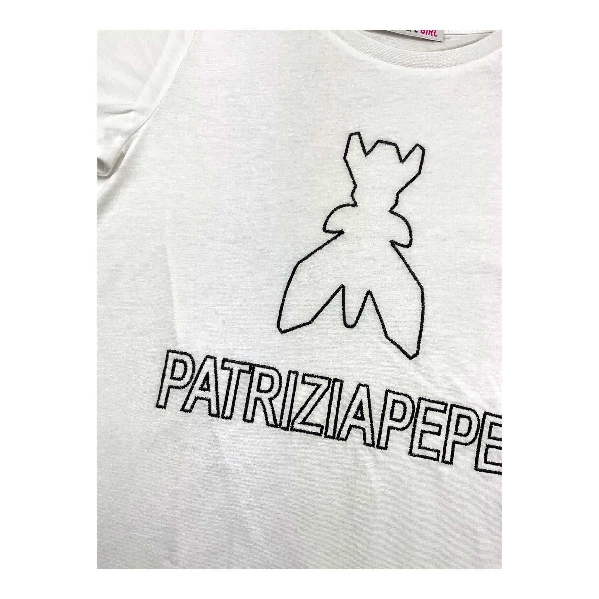 PATRIZIA PEPE t-shirt girocollo tinta unita con stampa in contrasto Bianco per Bambina 7M0783 BIANCO PATRIZIA PEPE