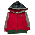 TRUSSARDI felpa con zip e cappuccio tinta unita con maniche in contrasto Rosso per Neonato TIA25049FE ROSSO TRUSSARDI