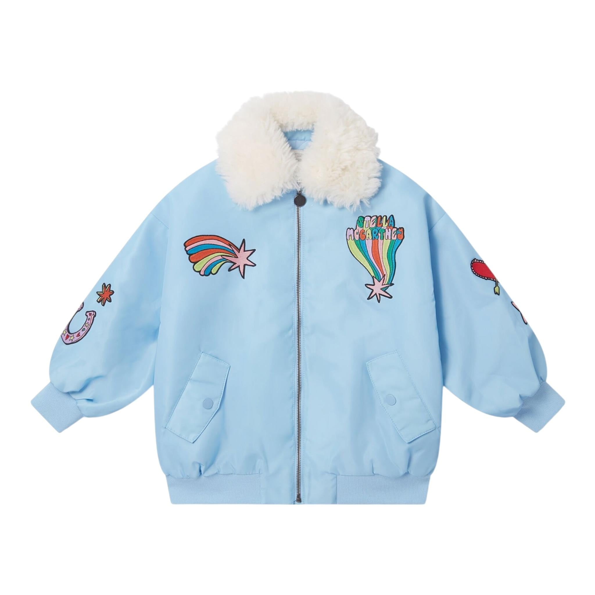 STELLA McCARTNEY giubbino tinta unita cn ricami e colletto in contrasto Azurro per Bambina TV2807 AZZURRO STELLA McCARTNEY