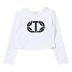 TWINSET shirt girocollo tinta unita con stampa Bianco per Bambina 242GJ2032XXX BIANCO TWINSET