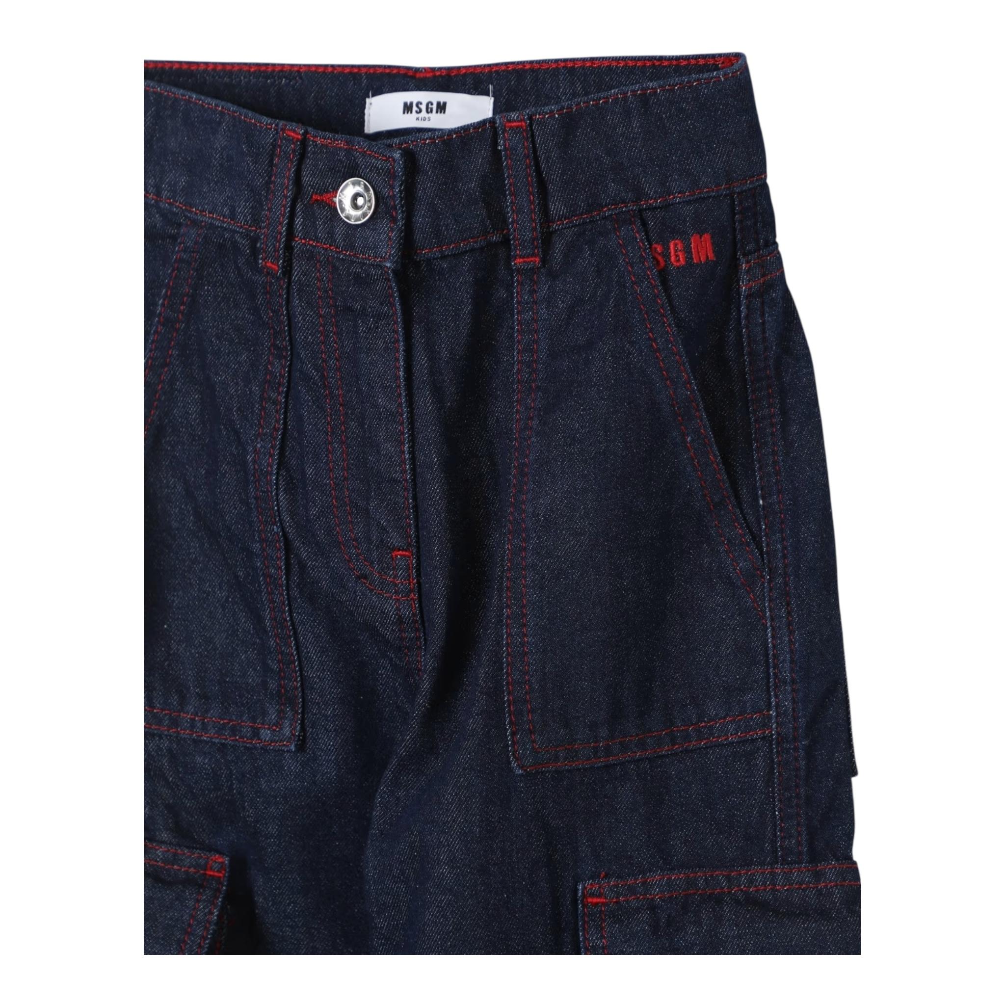 MSGM jeans tinta unita modello palazzo cargo Blu per Bambina F4MSJGDP013 BLU MSGM