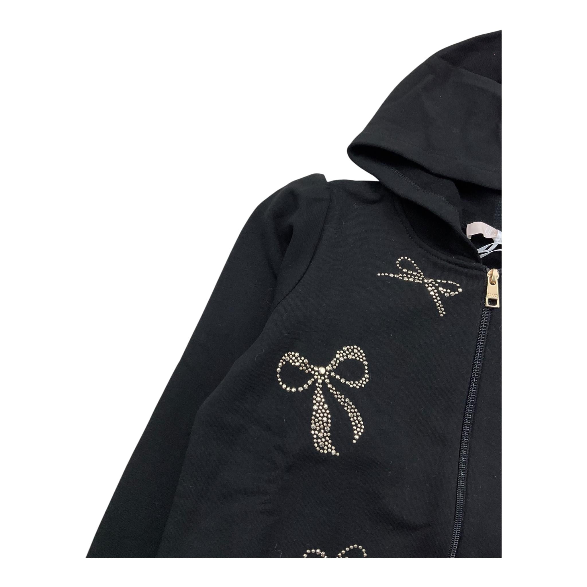 LIU JO felpa con zip e cappuccio tinta unita con brillantini Nero per Bambina KF4109 NERO LIU JO