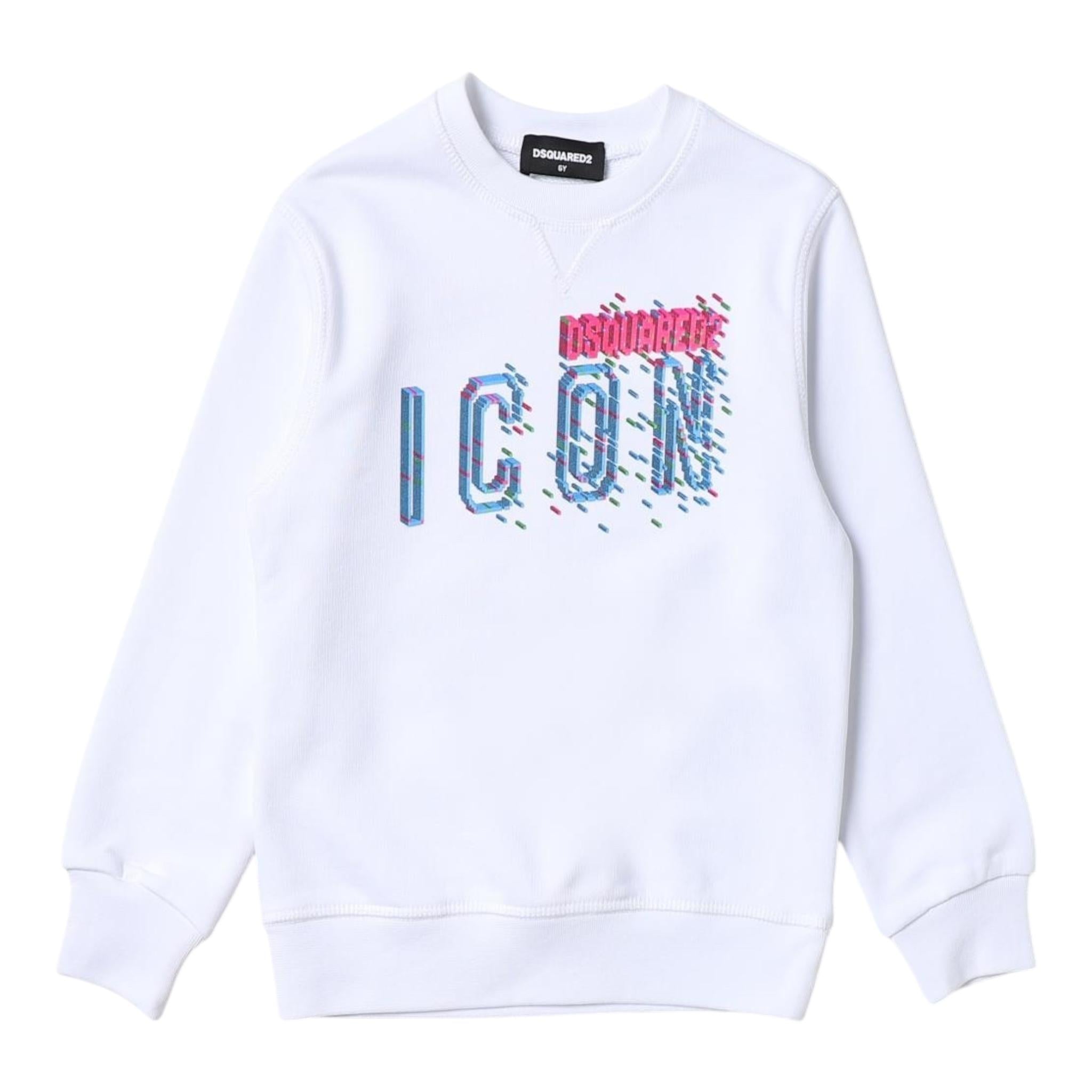 DSQUARED2 felpa chiusa girocollo tinta unita con logo Bianco per Neonato DQ2055N BIANCO DSQUARED2