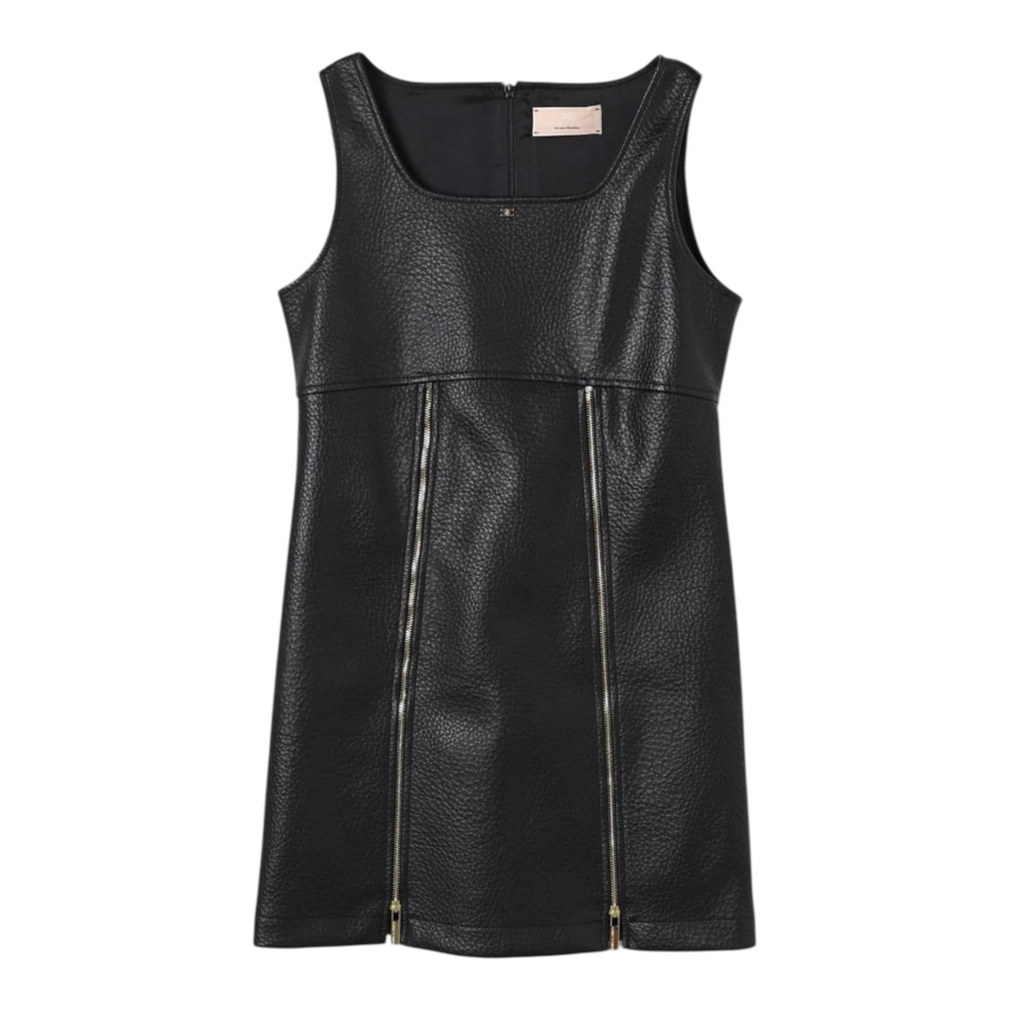 ELISABETTA FRANCHI abito giromanica tinta unita in ecopelle Nero per Bambina EFAB540X NERO ELISABETTA FRANCHI