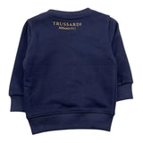 TRUSSARDI felpa chiusa girocollo tinta unita con stampa in contrasto Blu per Neonato TIA25094FE BLU TRUSSARDI