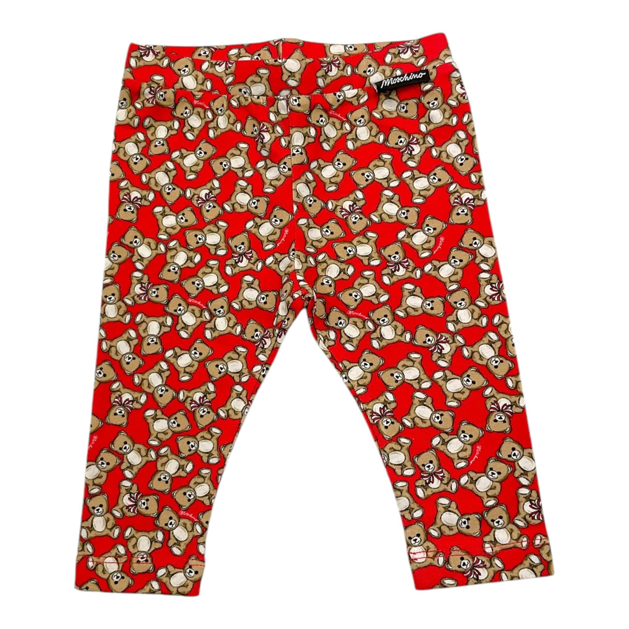 MOSCHINO leggins tinta unita con stampa orsacchiotti Rosso per Neonata MHP032 ROSSO MOSCHINO