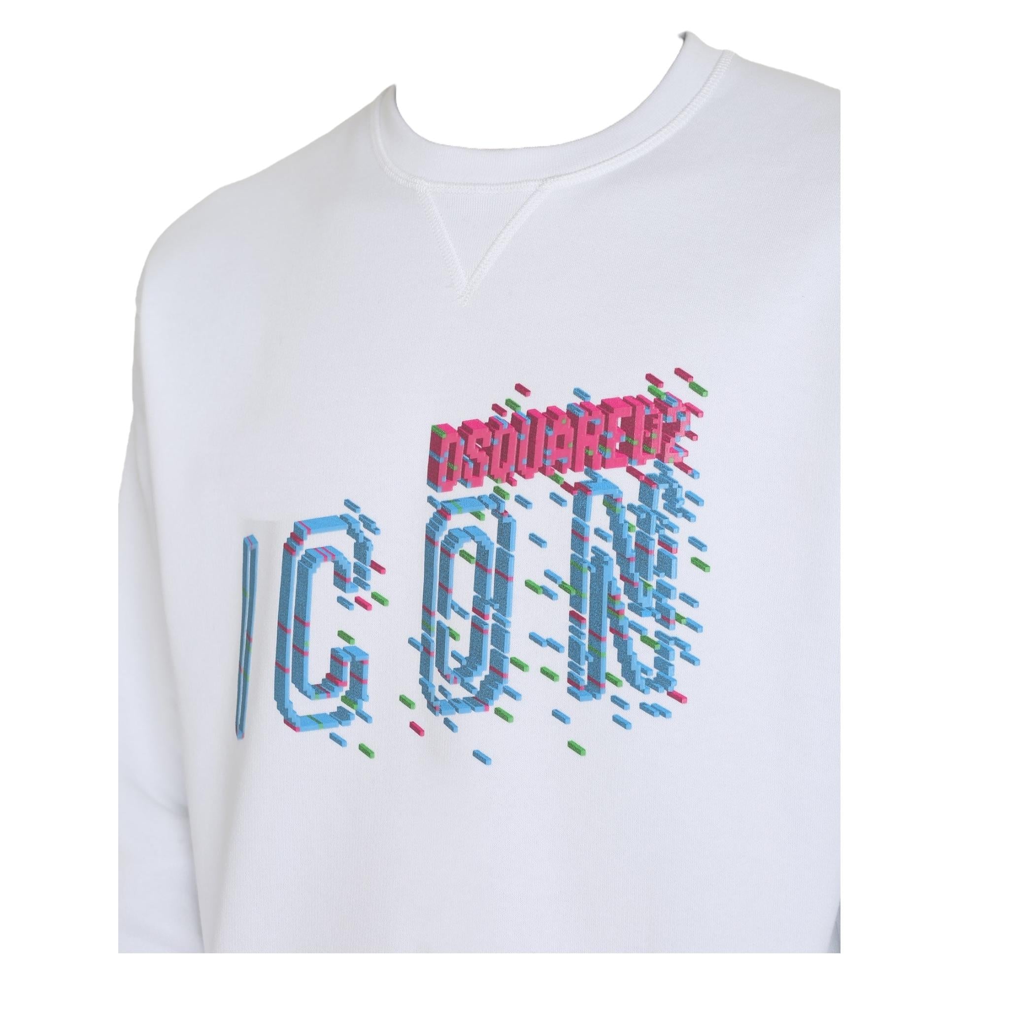 DSQUARED2 felpa chiusa girocollo tinta unita con logo Bianco per Neonato DQ2055N BIANCO DSQUARED2