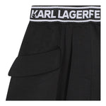 KARL LAGERFELD short tinta unita con elastic in vita logato Nero per Bambina Z30201 NERO KARL LAGERFELD