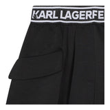 KARL LAGERFELD short tinta unita con elastic in vita logato Nero per Bambina Z30201 NERO KARL LAGERFELD