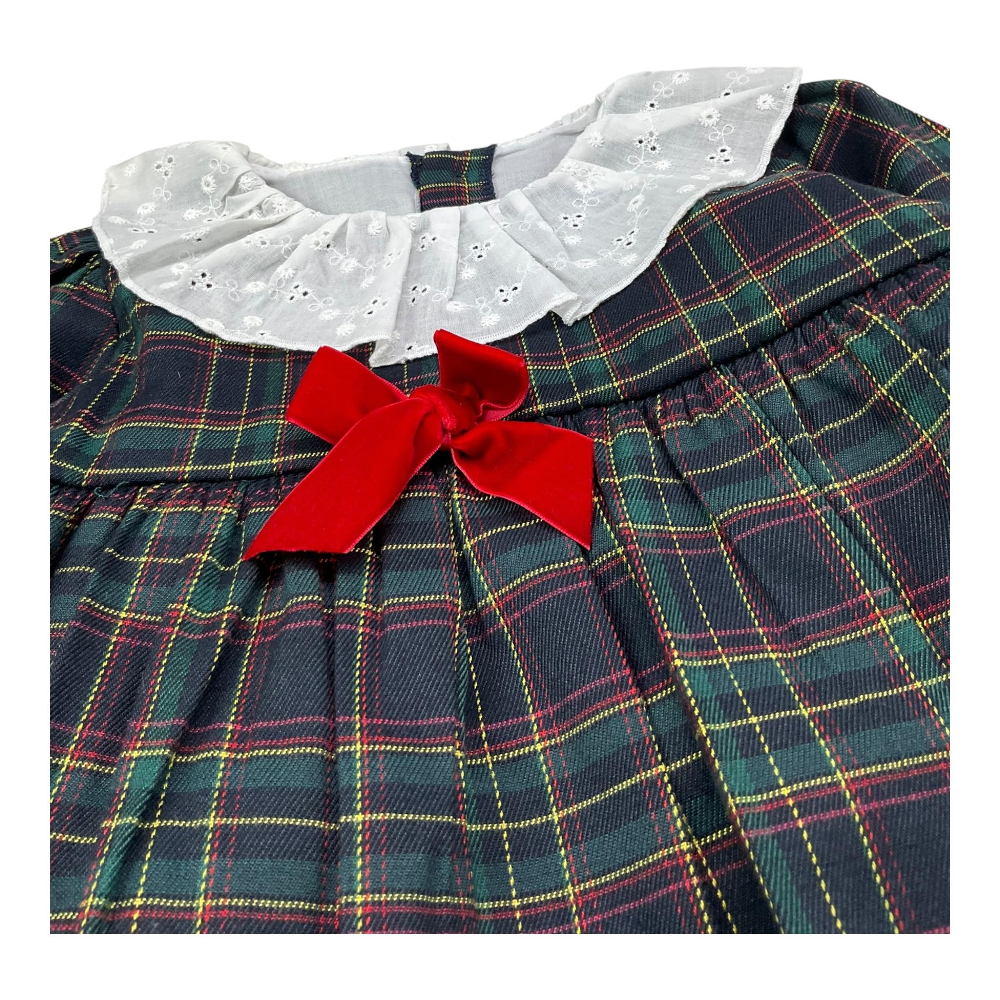 VALENTINA BEBES set abito-coulotte fantasia scozzese e colletto Verde per Neonata MAR86 VERDE VALENTINA BEBES